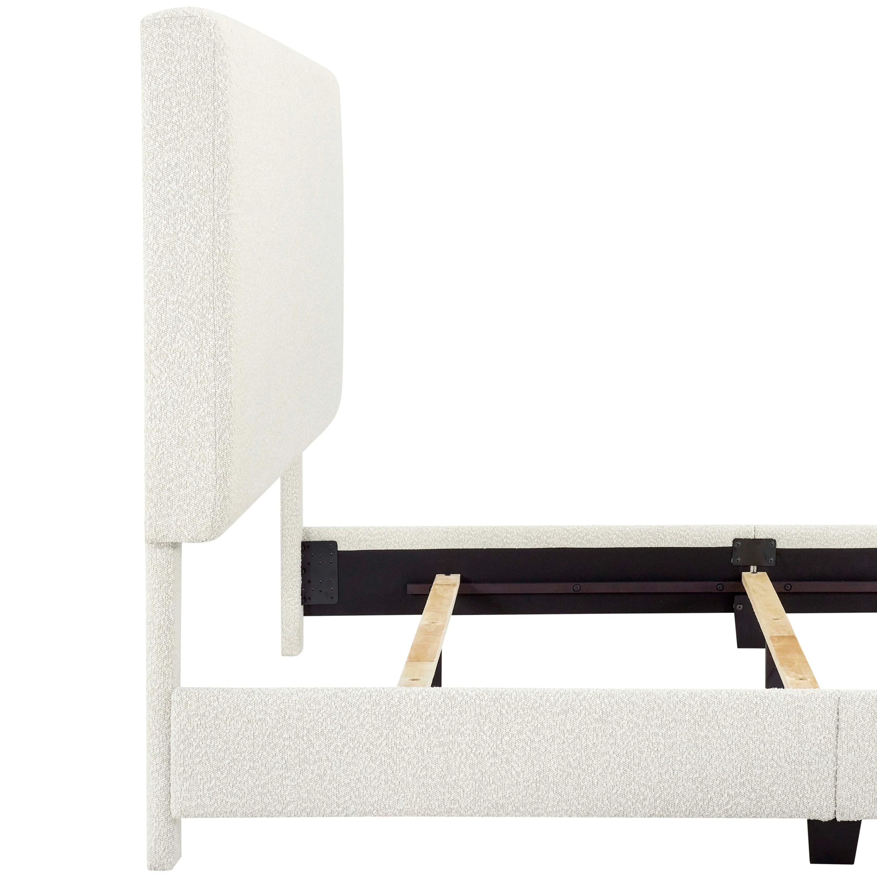 Walker Edison | King Size White Boucle Upholstered Platform Bed - Image 7