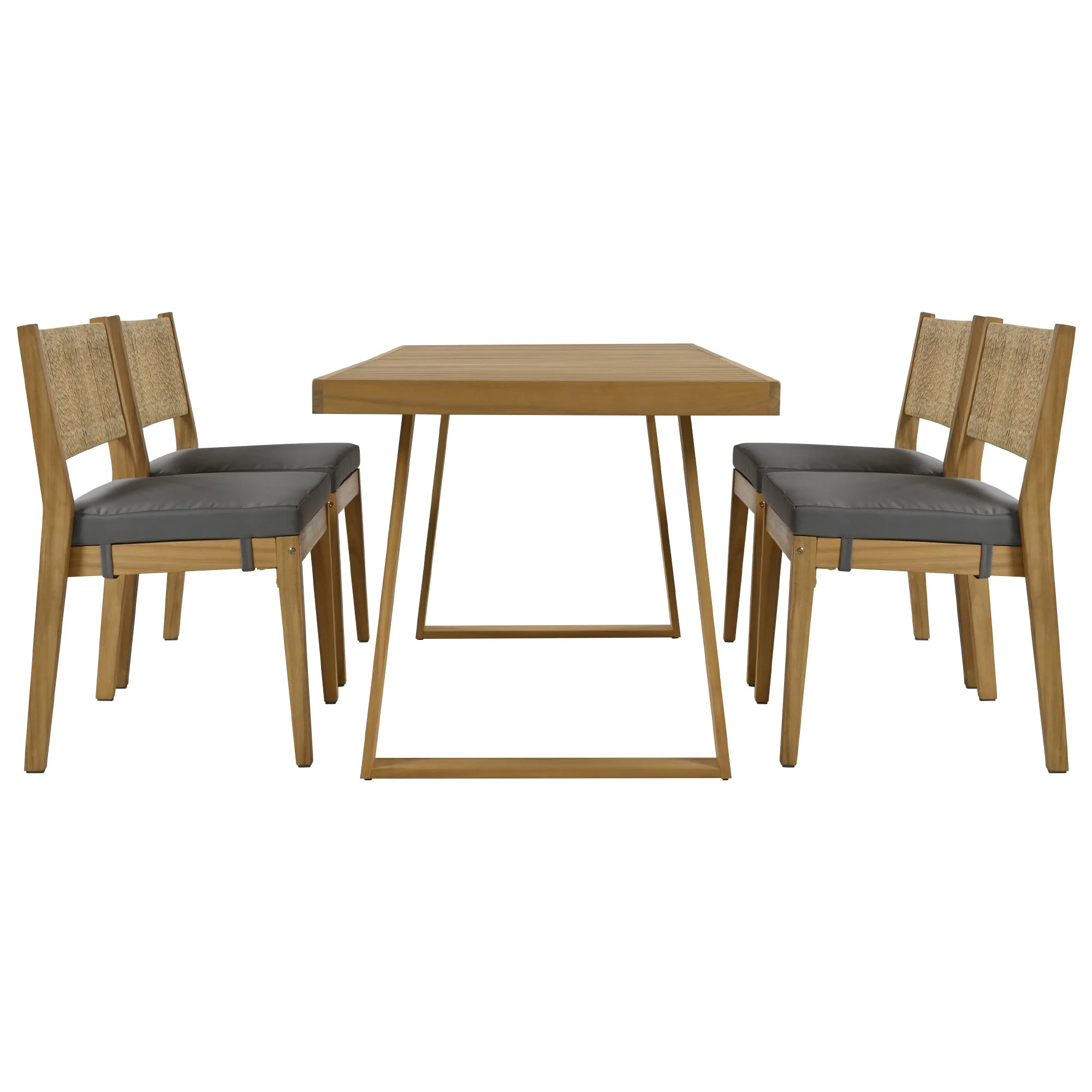 Walker Edison | Outdoor Acacia Wood Dining Table and Chair Set - Image 7