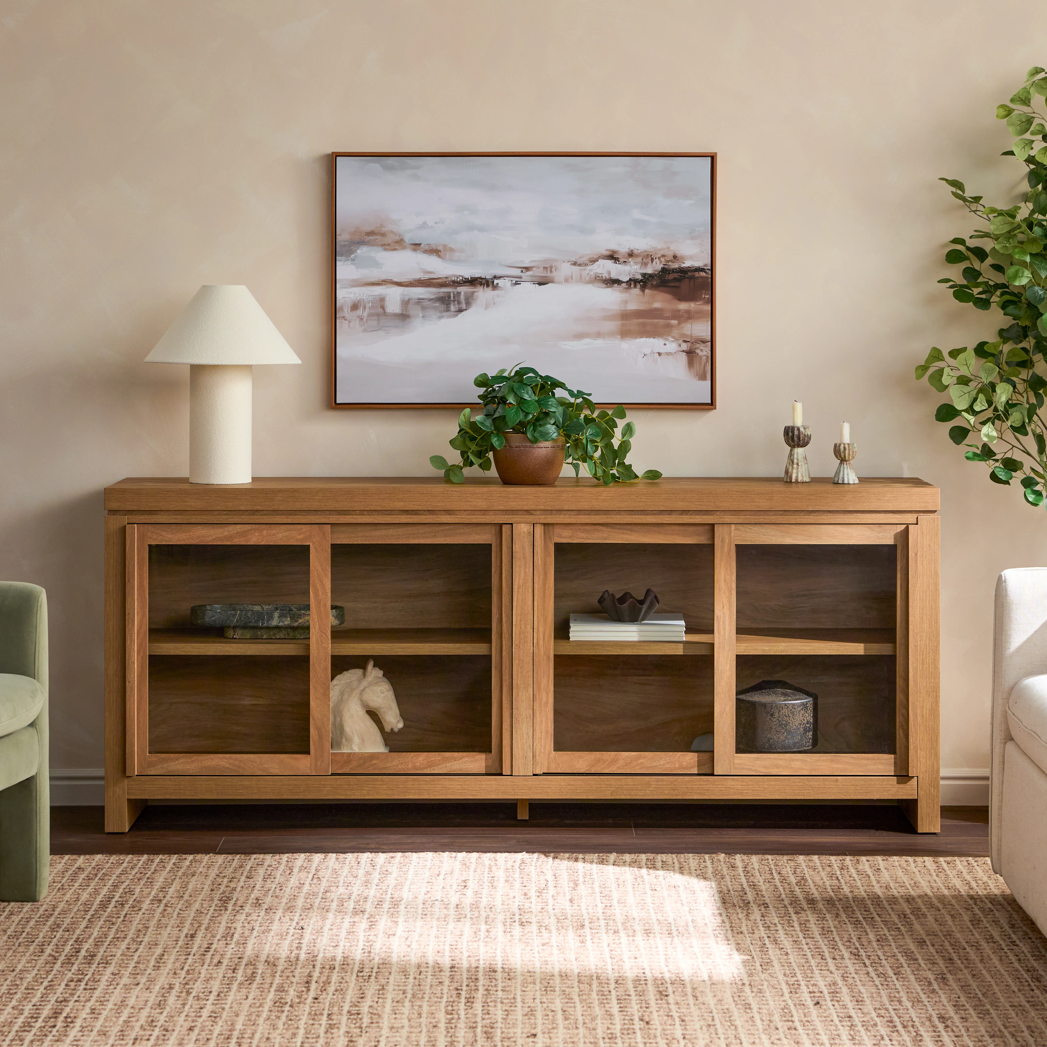 Booker Modern Glass Door TV Stand Sideboard