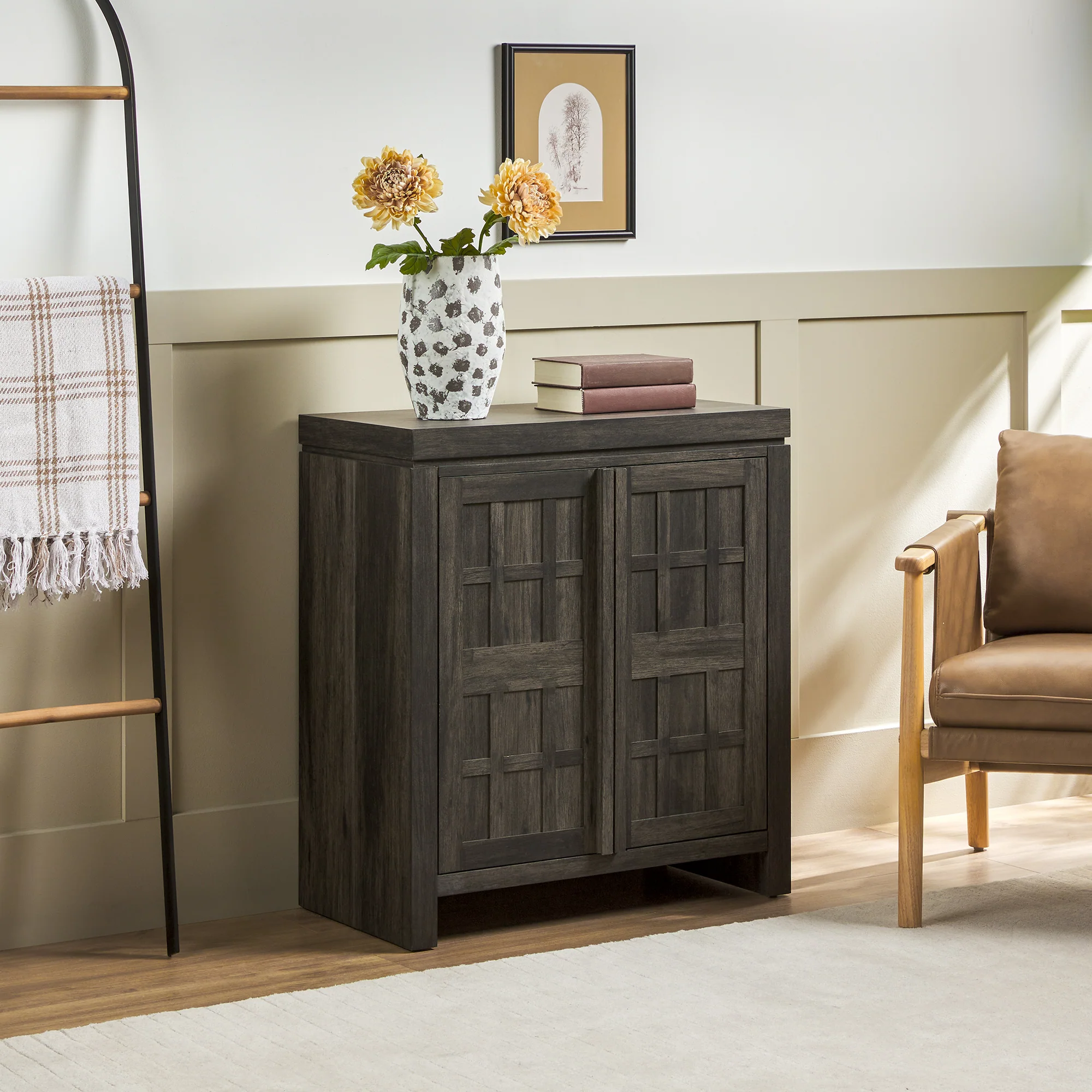 Booker Modern Windowpane Modular Storage Accent Cabinet - Image 3