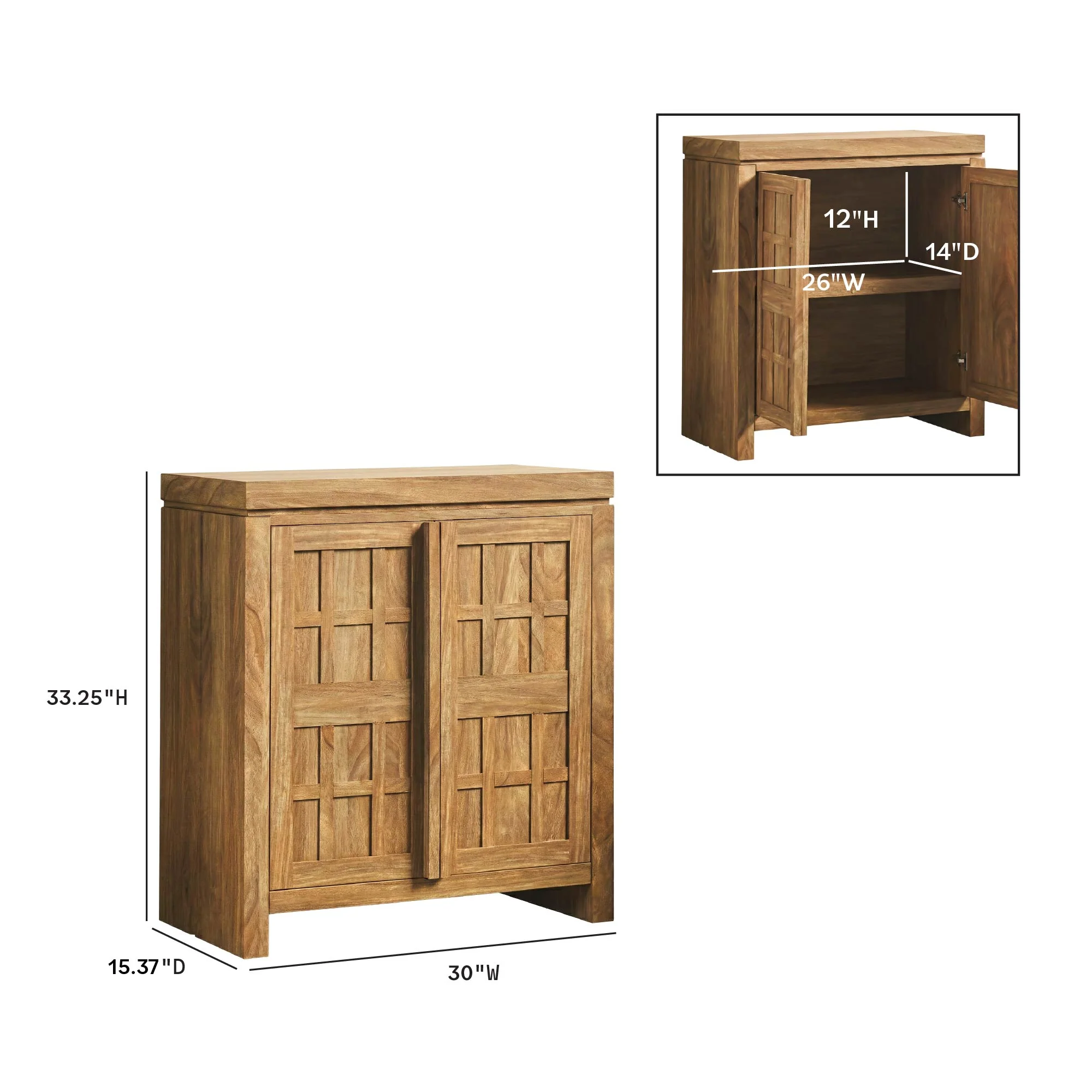 Booker Modern Windowpane Modular Storage Accent Cabinet - Image 5