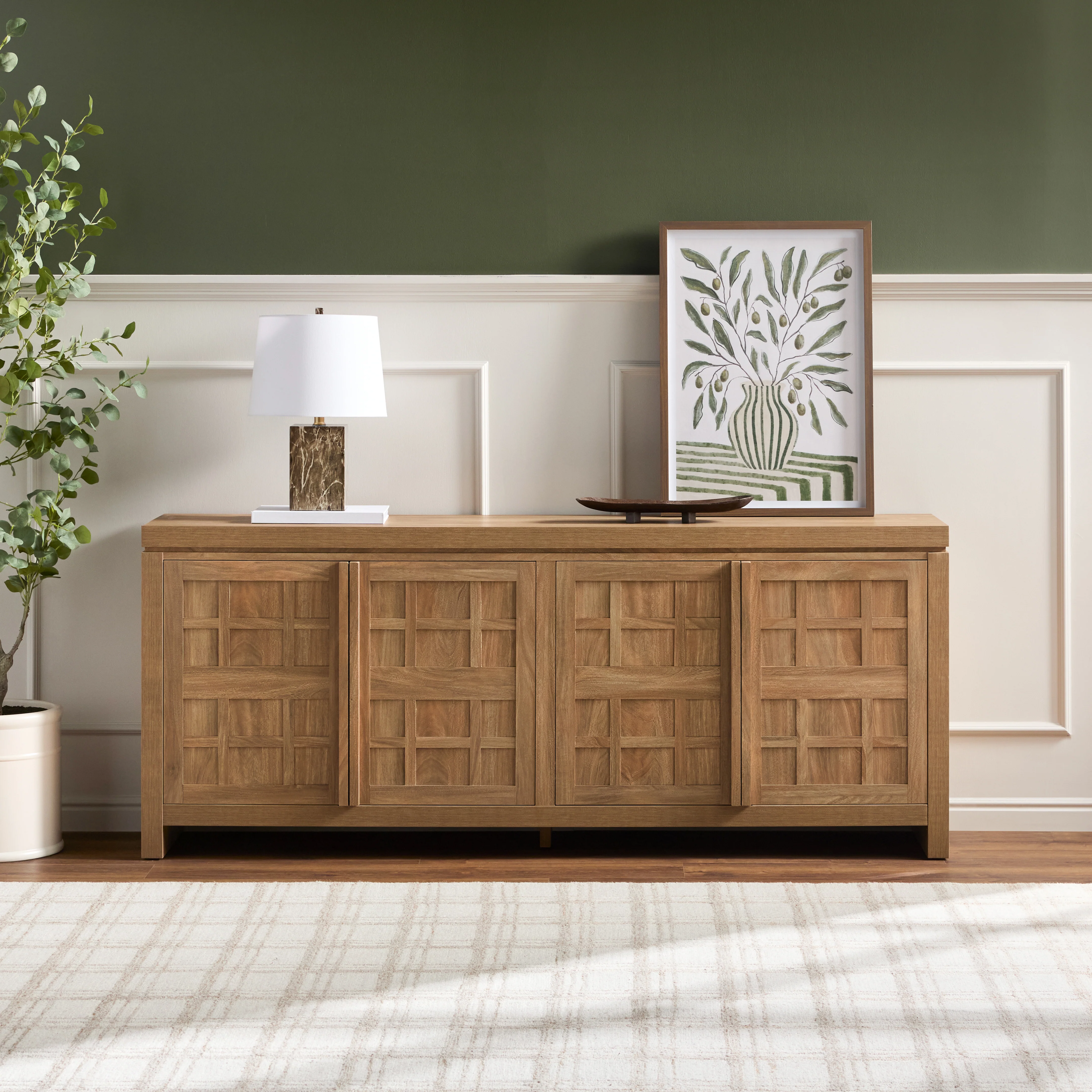 Booker Modern Windowpane TV Stand Sideboard with Storage - Image 3