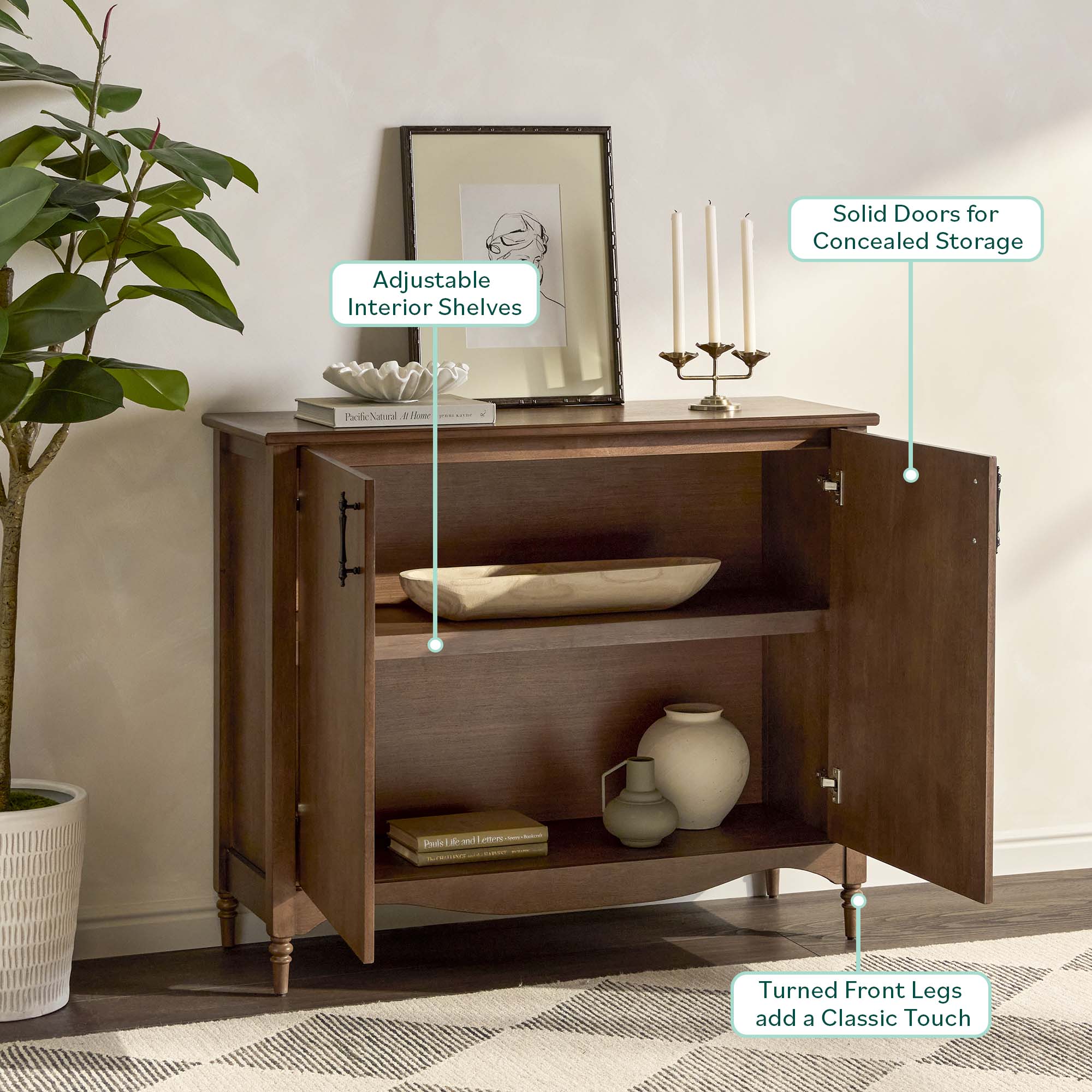 Brixton Traditional 44" Entryway Accent Cabinet - Image 3
