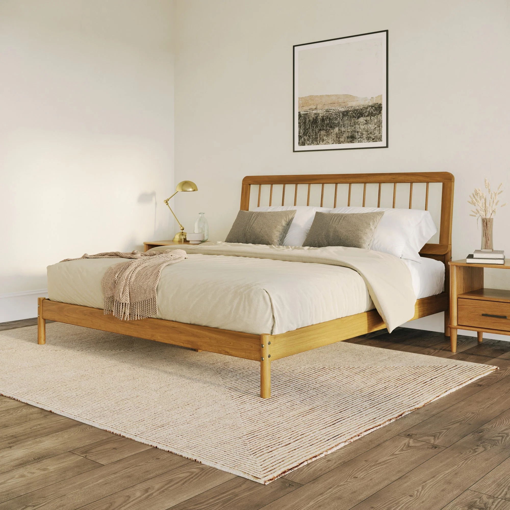 Cama Mid-Century Modern Solid Wood Spindle Bedframe - Image 23