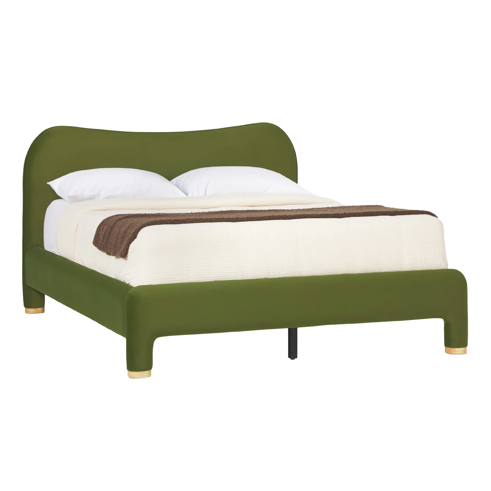 Chantelle Modern Curved Velvet Upholstered Bedframe - Image 28