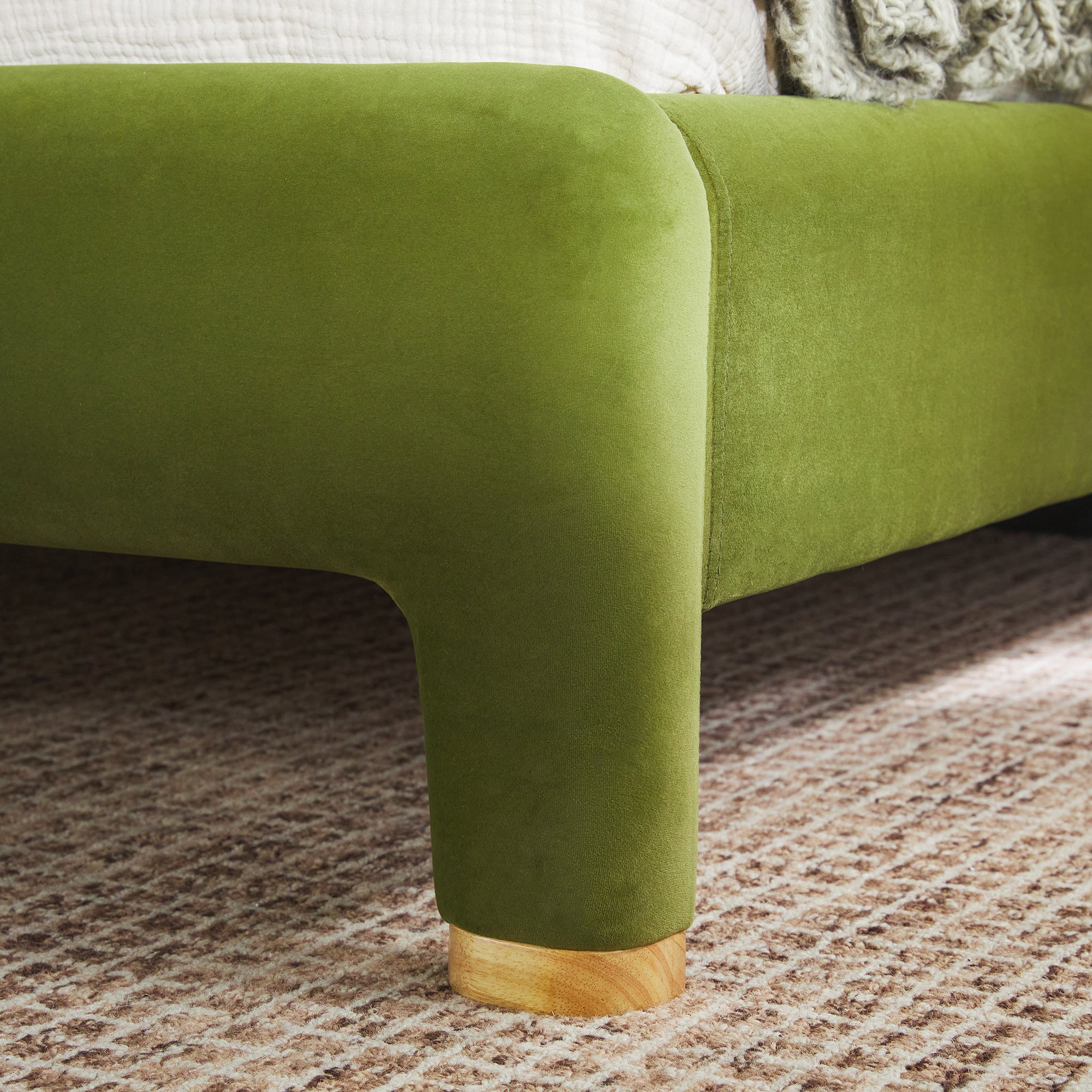 Chantelle Modern Curved Velvet Upholstered Bedframe - Image 6