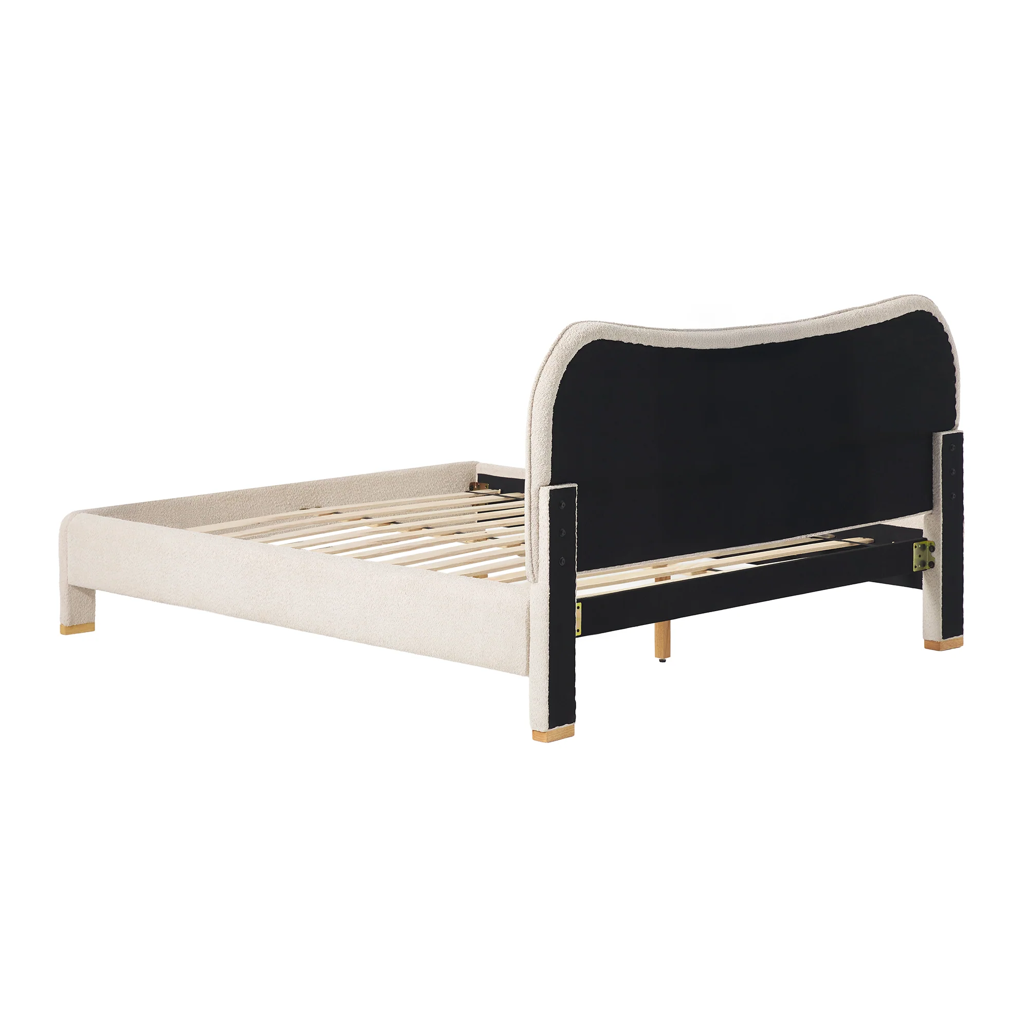 Chantelle Modern Curved Boucle Upholstered Bedframe - Image 13