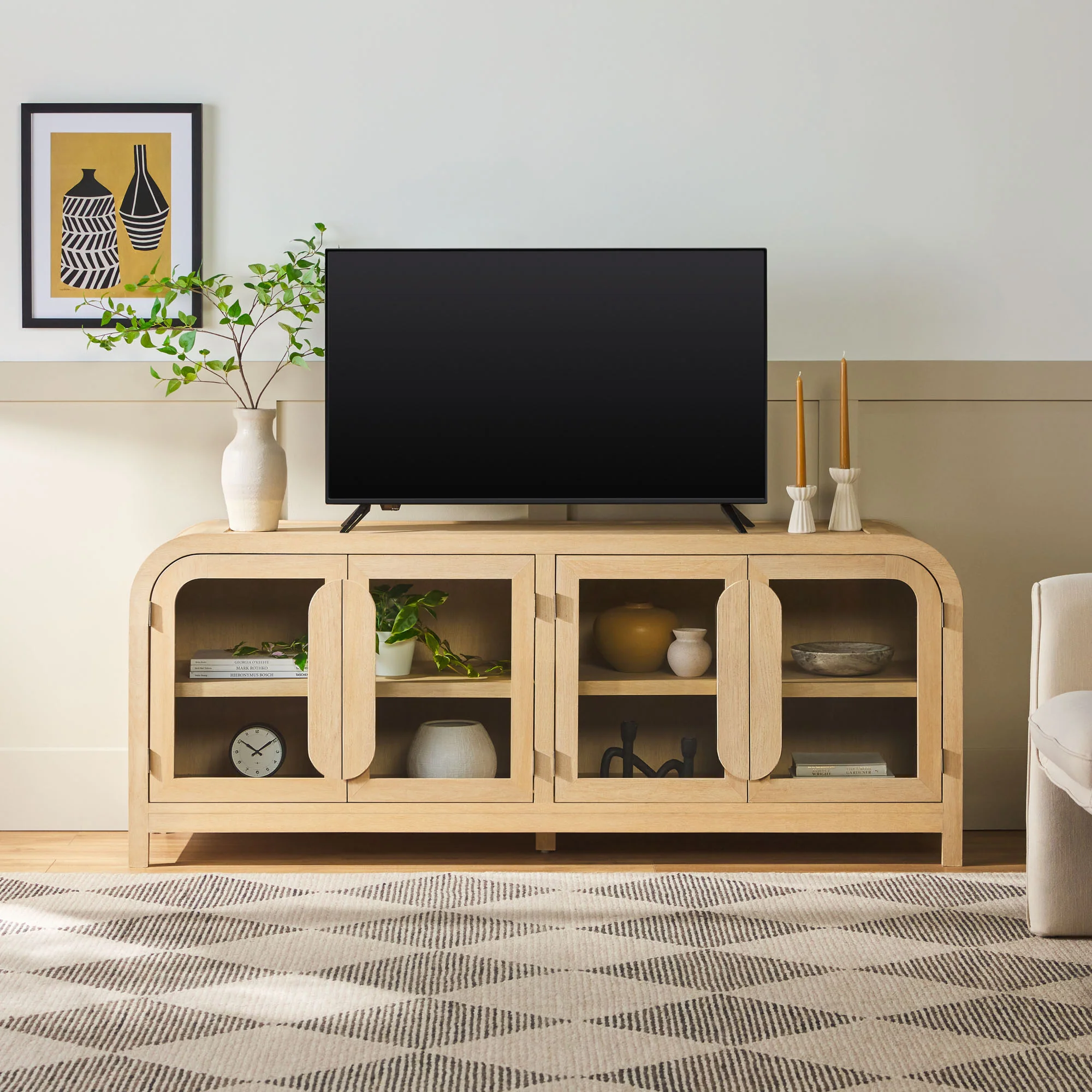 Chantelle Modern Curved Easy Assembly TV Stand - Image 20