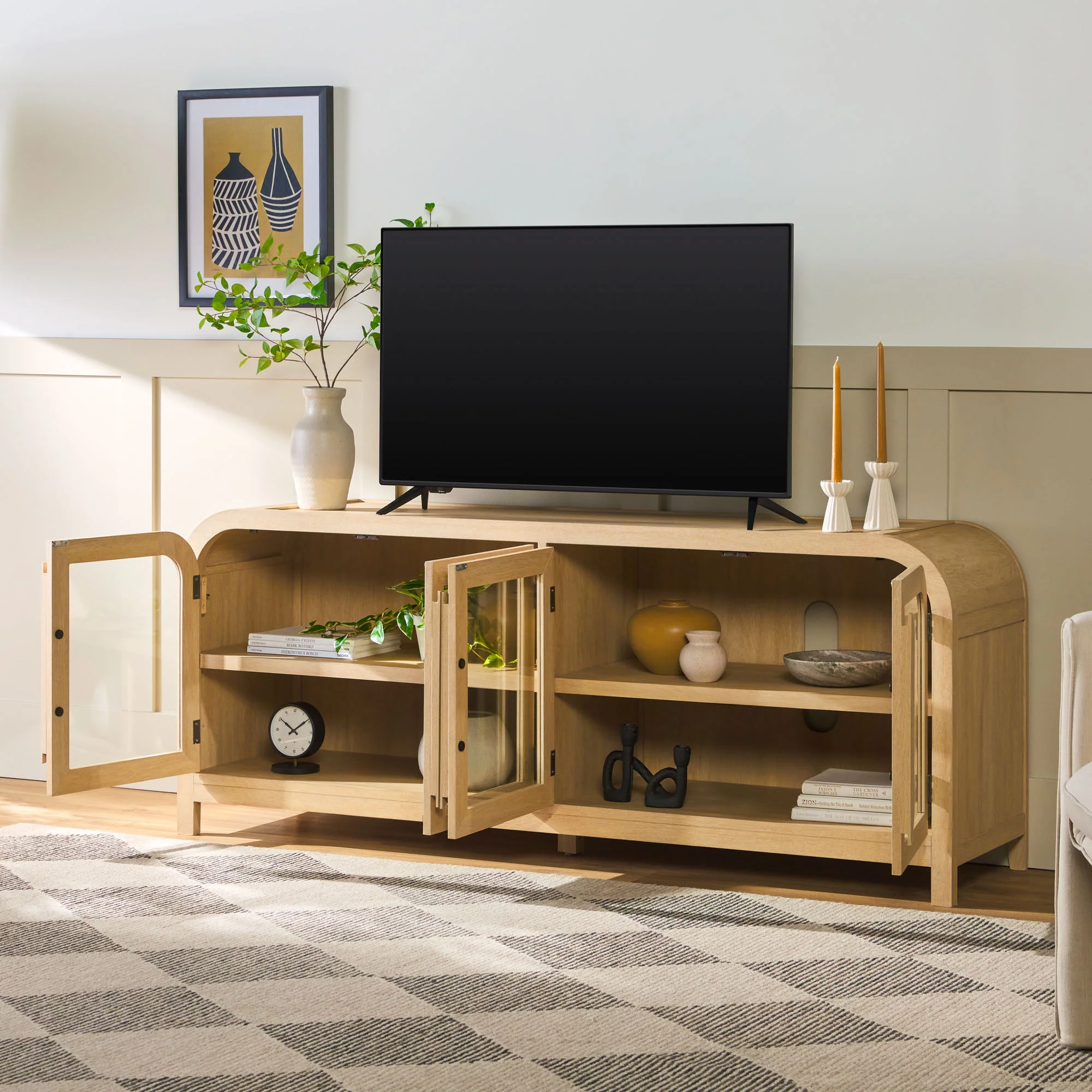 Chantelle Modern Curved Easy Assembly TV Stand - Image 21