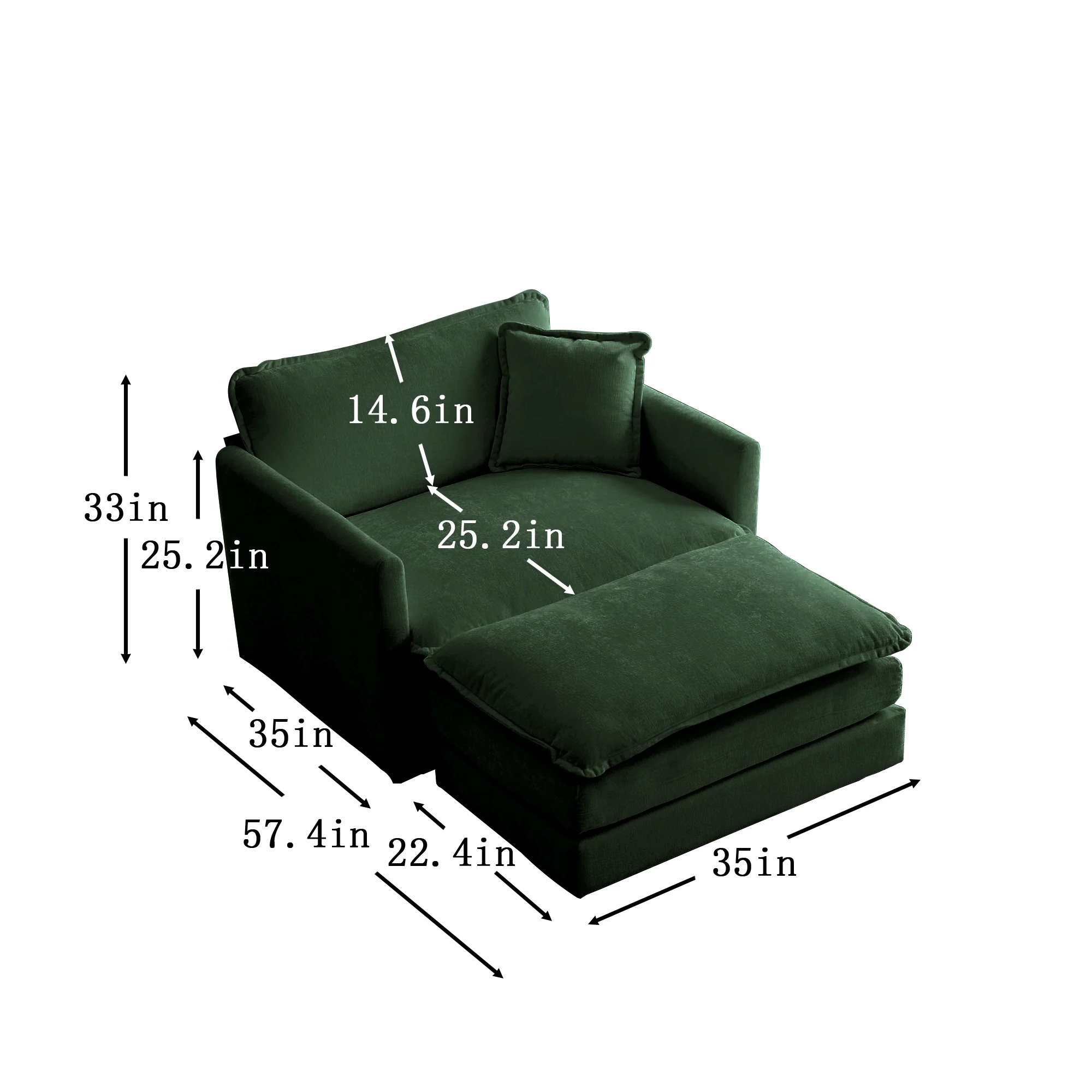Walker Edison | Chenille Cloud Accent Chair with Ottoman Set - Image 5
