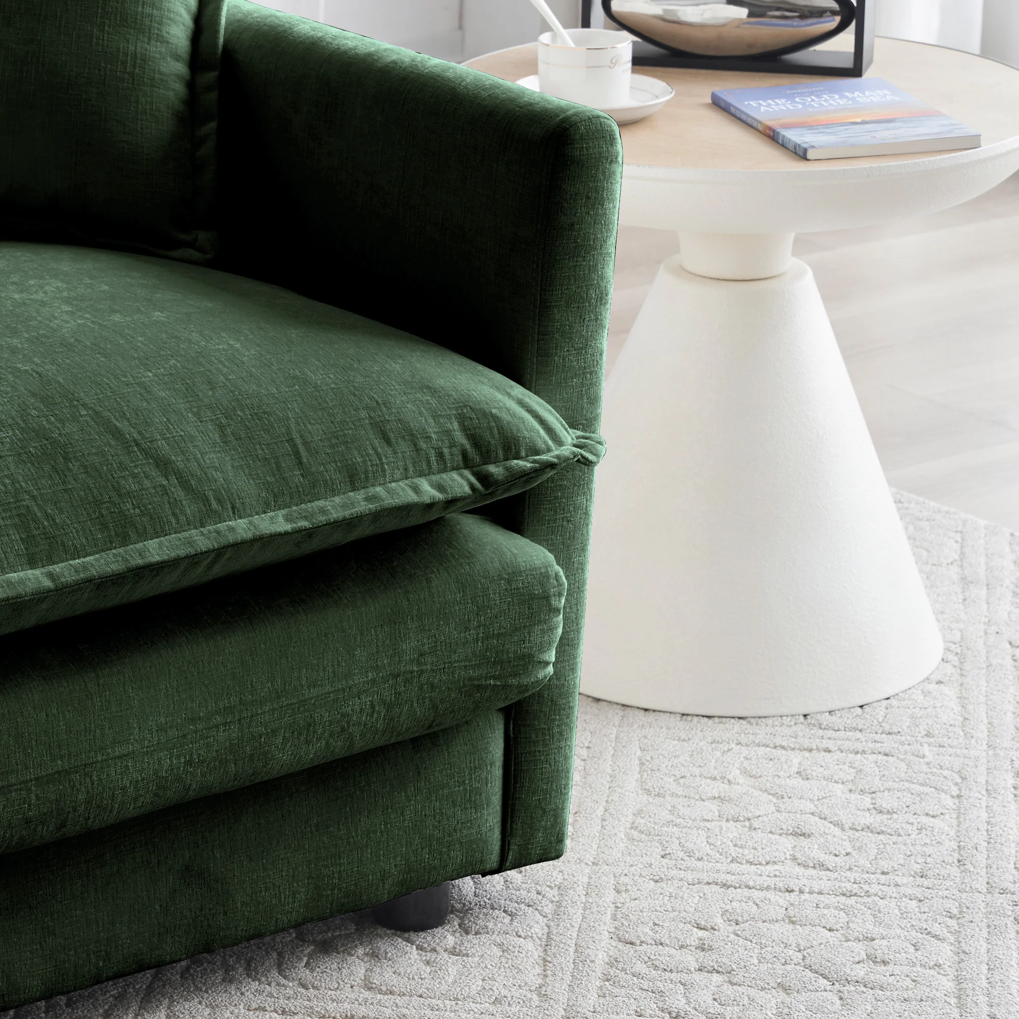 Walker Edison | Chenille Cloud Accent Chair with Ottoman Set - Image 6