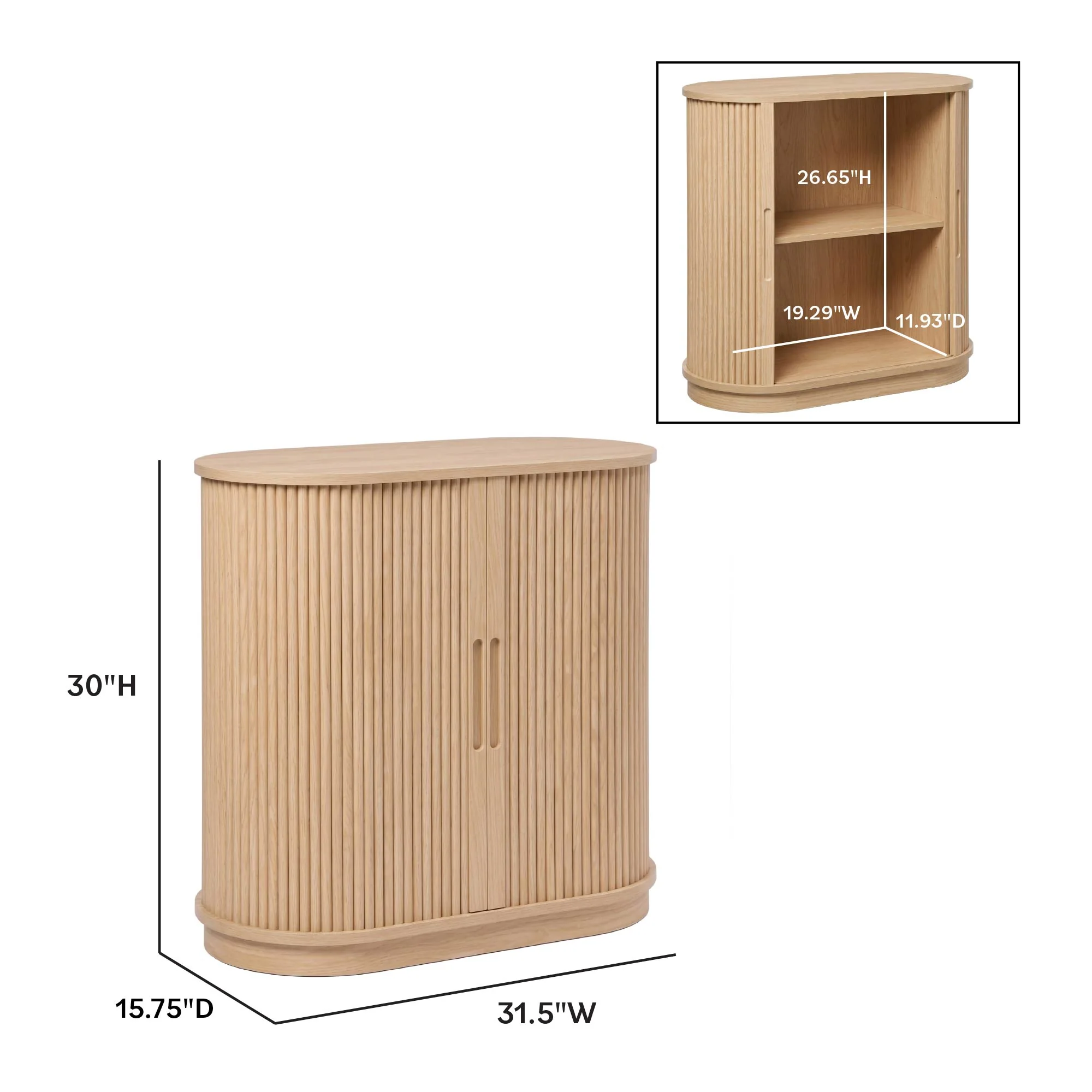 Chloe Modern Reeded Entryway Accent Cabinet - Image 23