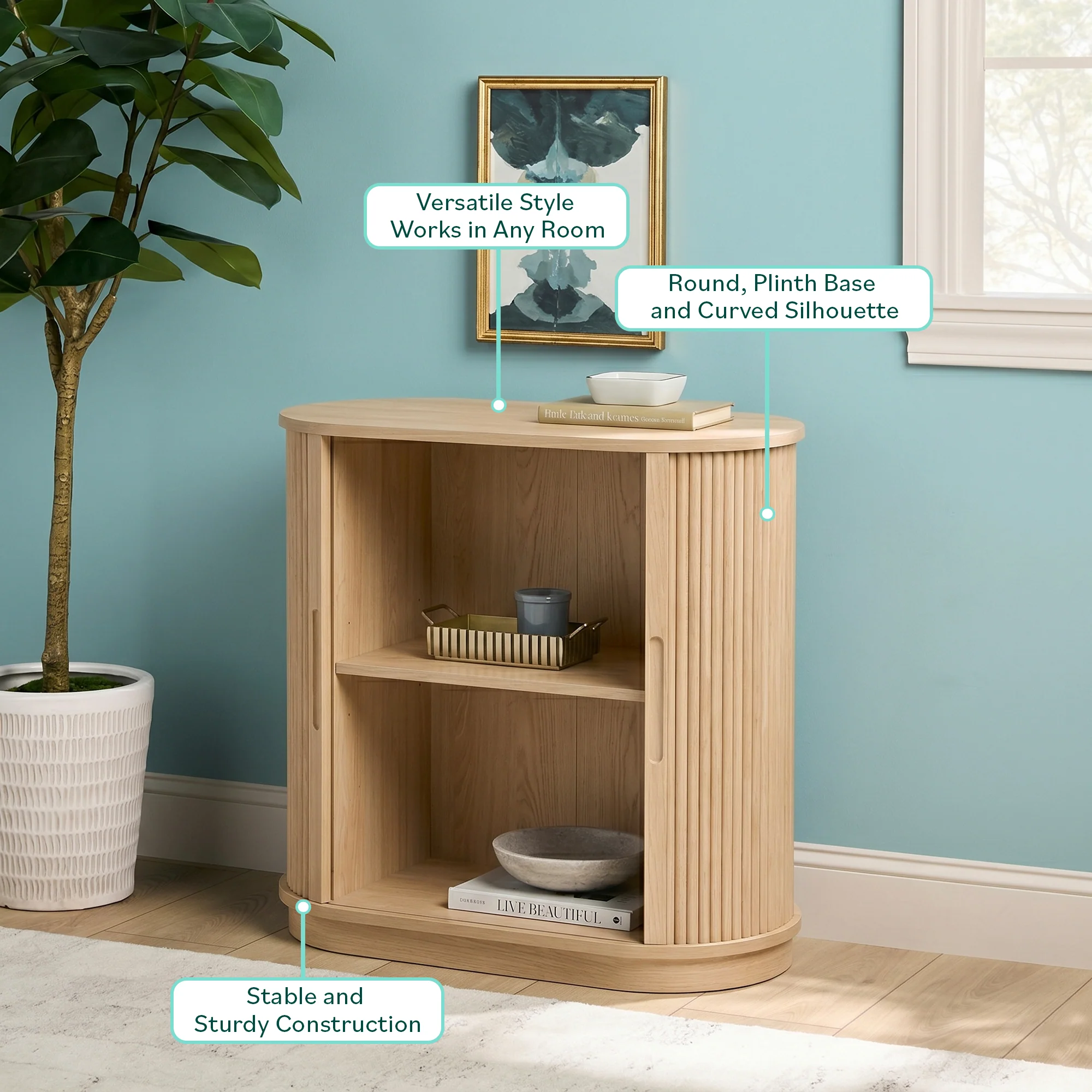 Chloe Modern Reeded Entryway Accent Cabinet - Image 24