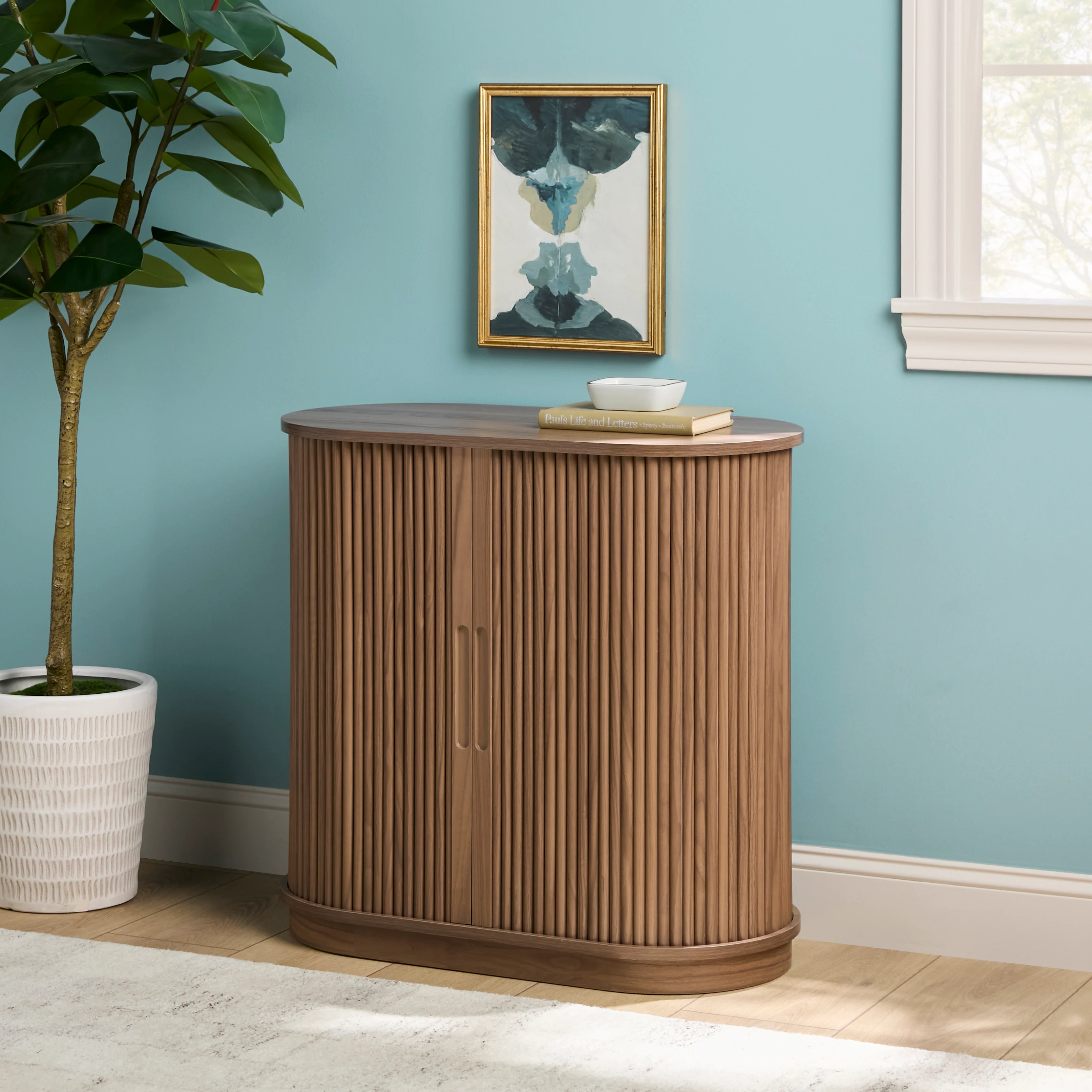 Chloe Modern Reeded Entryway Accent Cabinet - Image 3