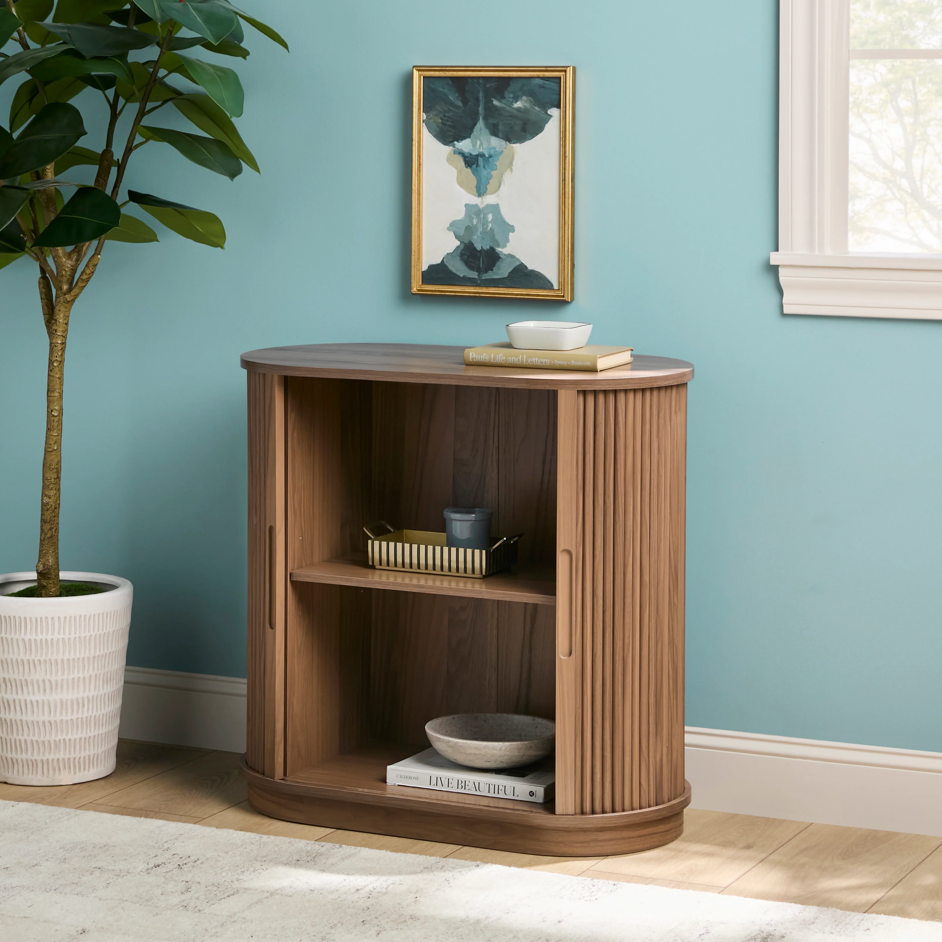 Chloe Modern Reeded Entryway Accent Cabinet - Image 4