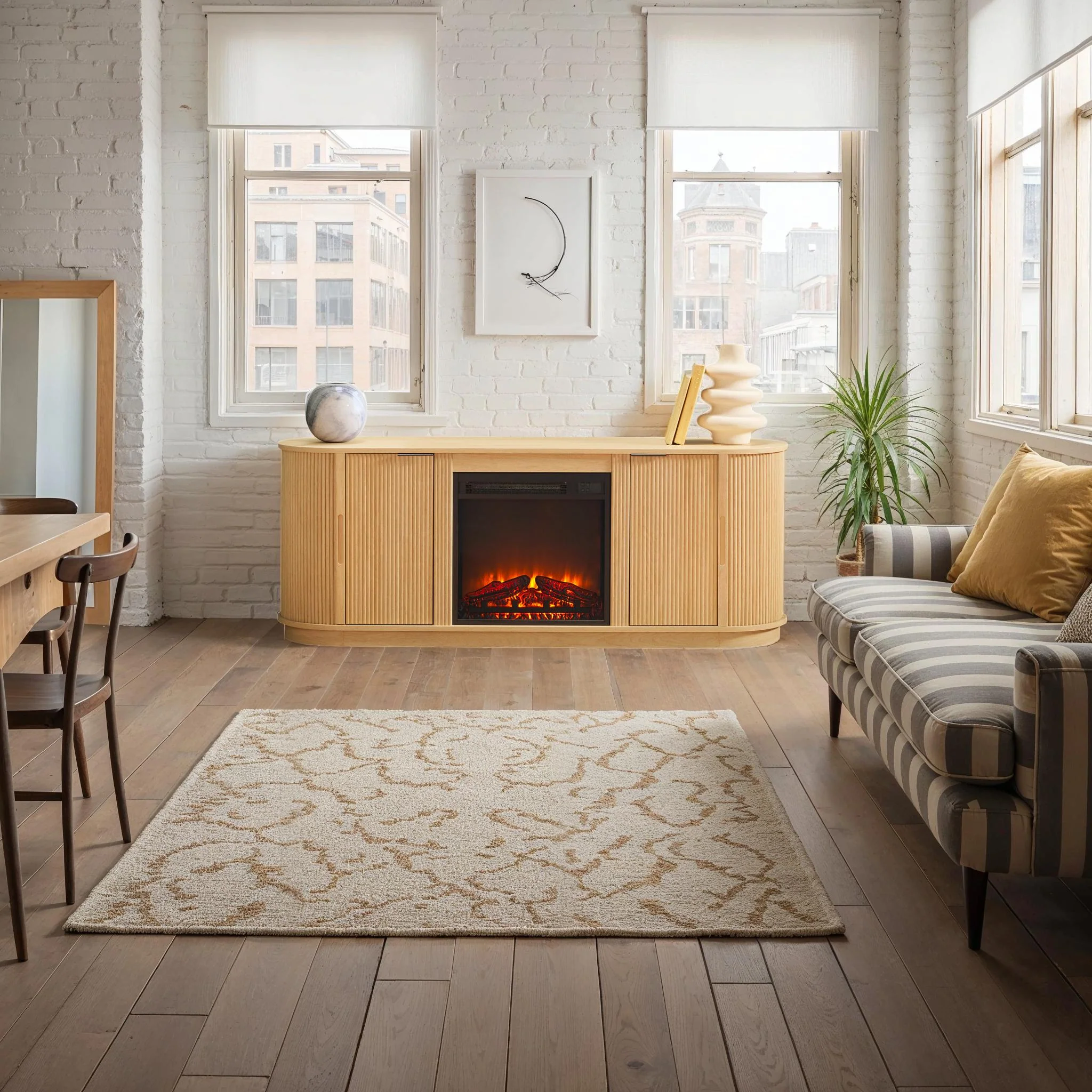Chloe Modern Scandinavian Reeded Fireplace TV Stand in 2 Sizes - Image 14