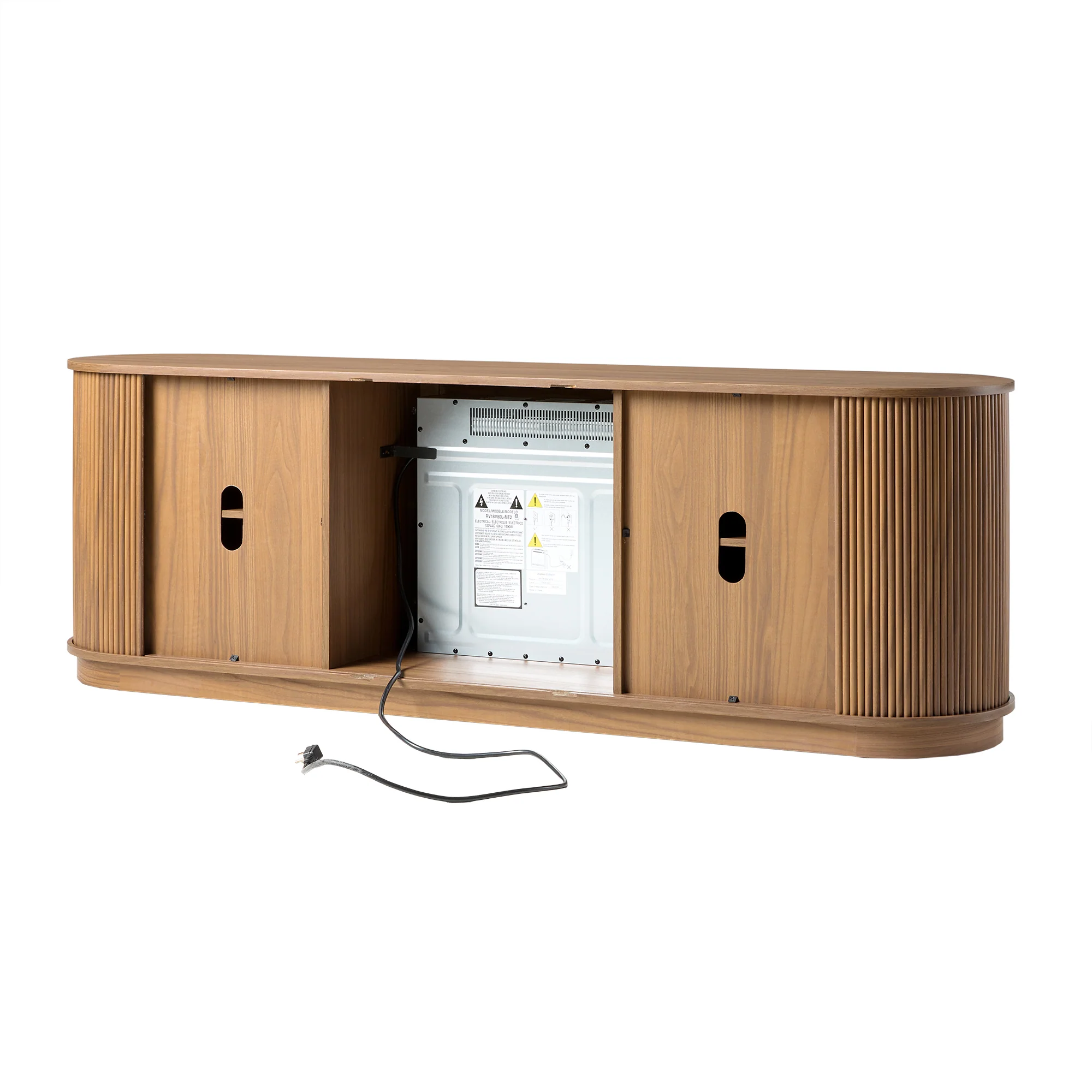 Chloe Modern Scandinavian Reeded Fireplace TV Stand in 2 Sizes - Image 27