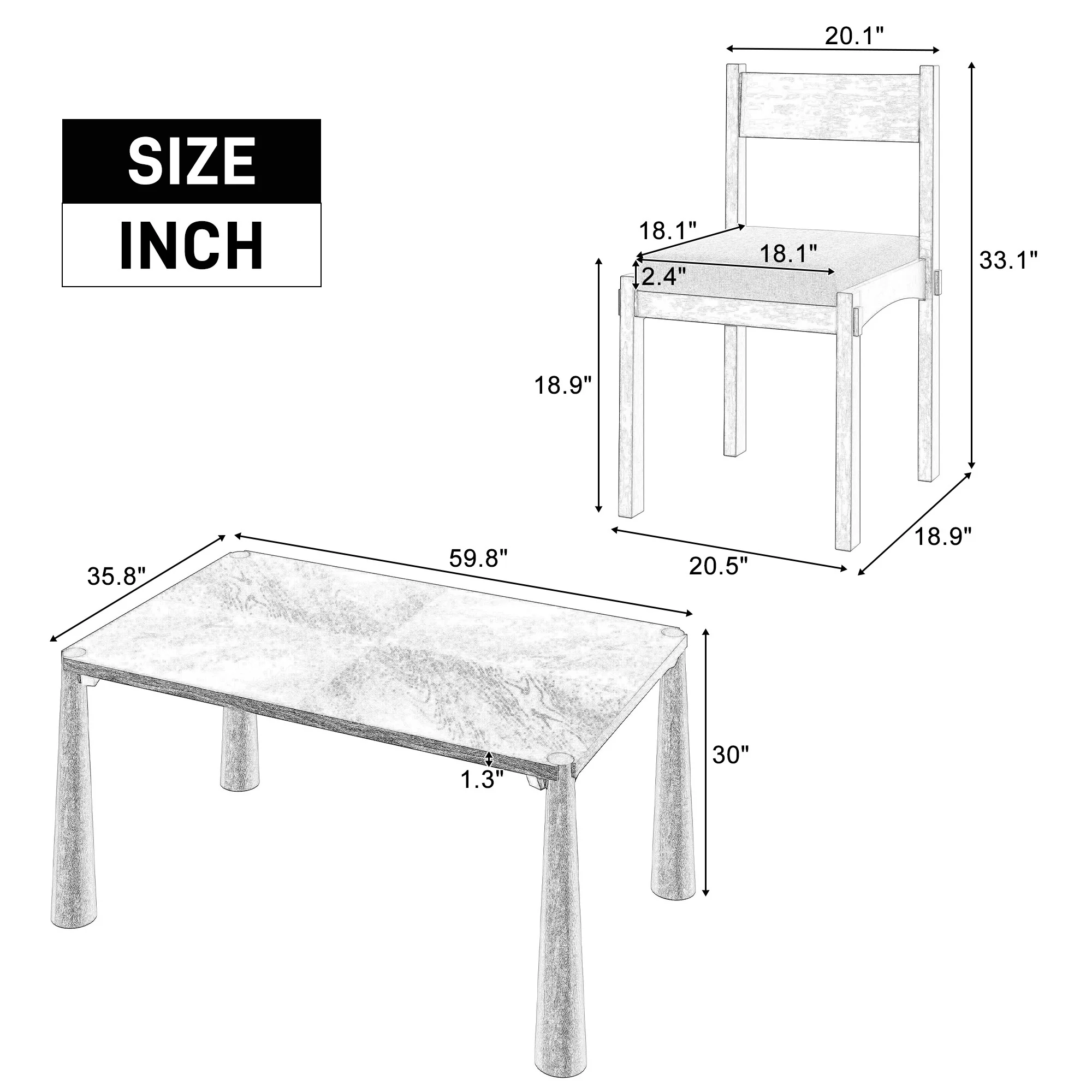 Walker Edison | Classic Modern 7-Piece Dining Table Set for 6 - Image 4