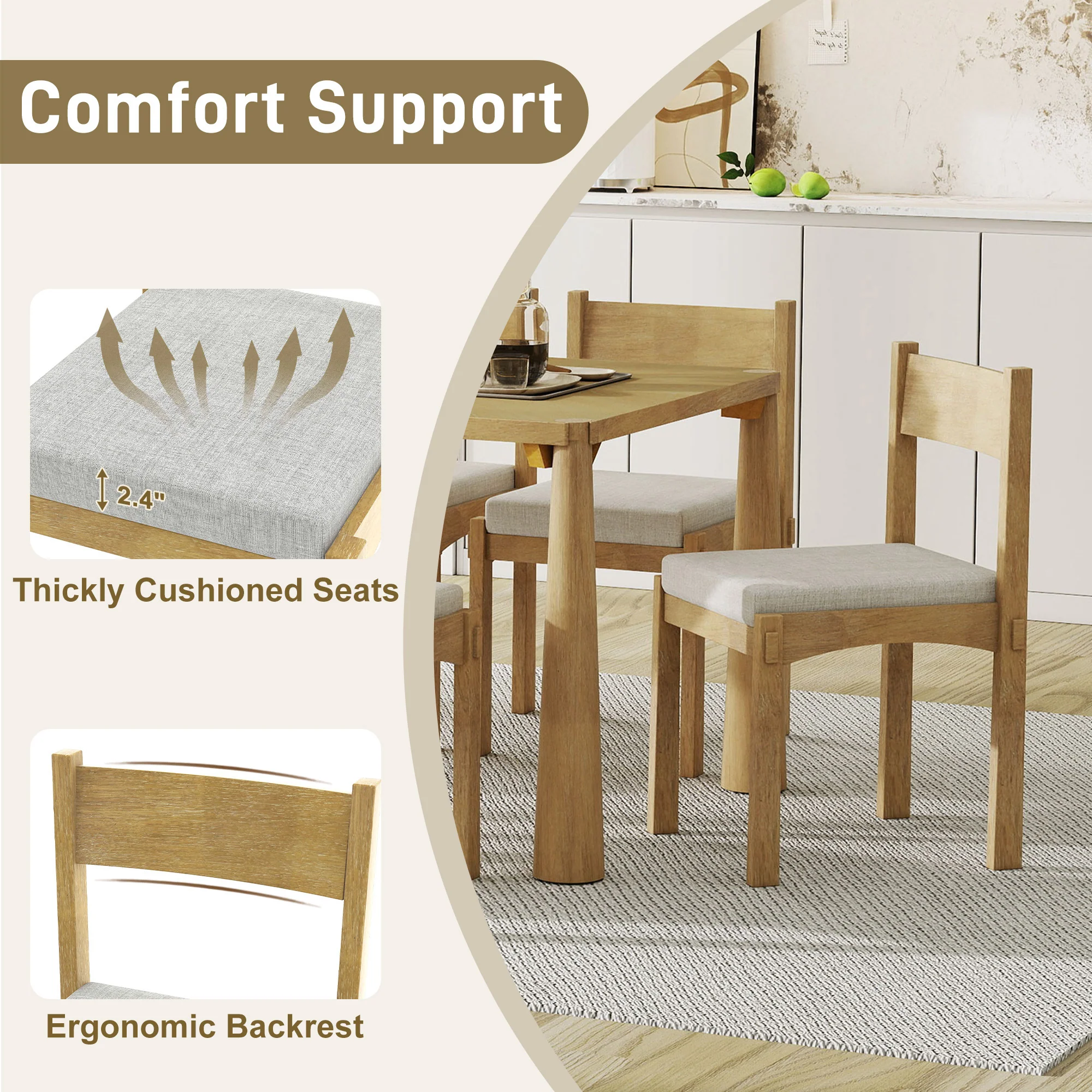Walker Edison | Classic Modern 7-Piece Dining Table Set for 6 - Image 7