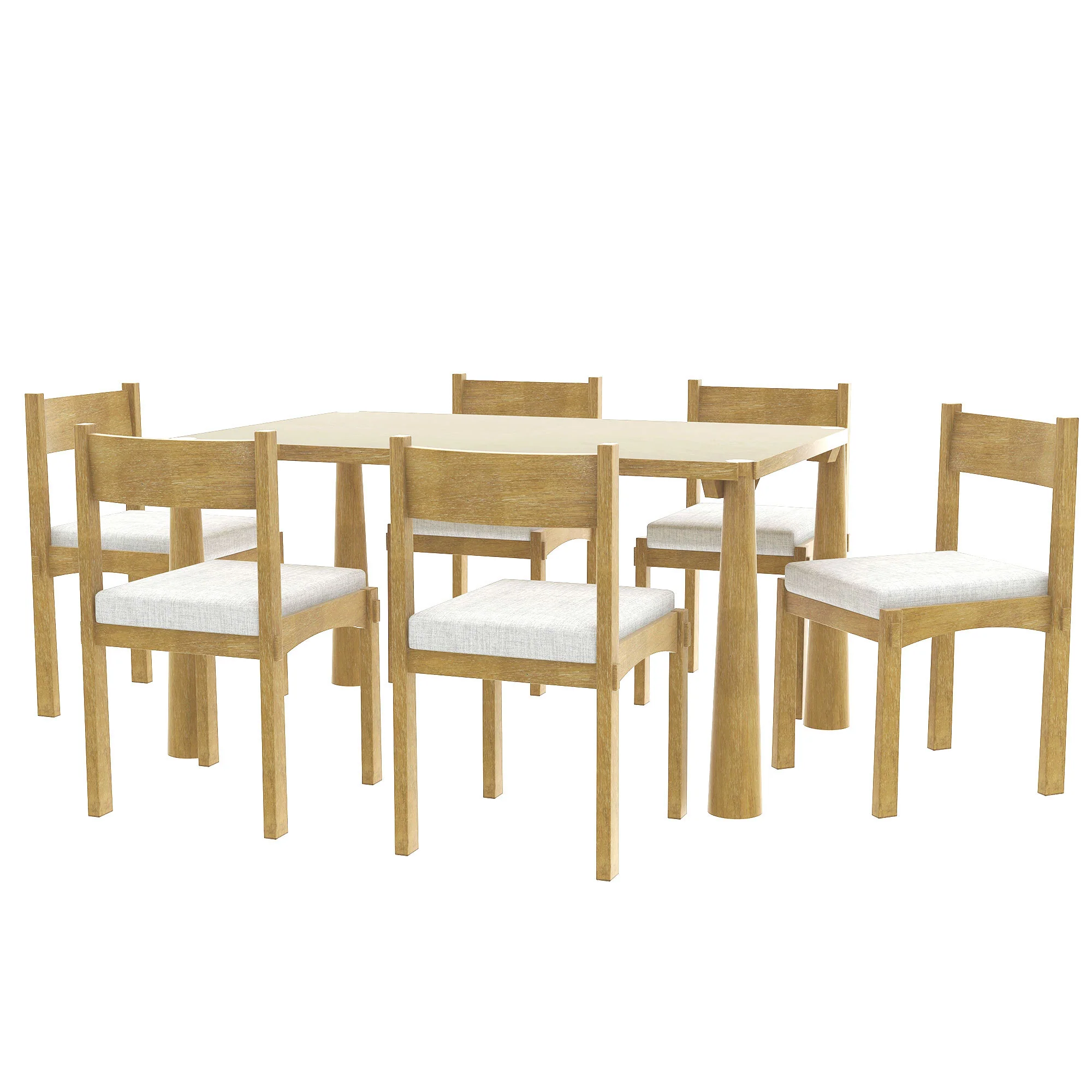 Walker Edison | Classic Modern 7-Piece Dining Table Set for 6 - Image 9
