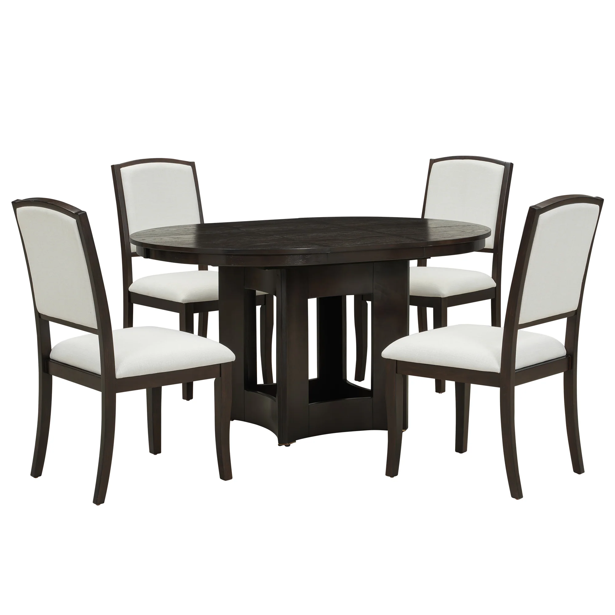 Classic Modern Extendable Round Dining Table Set for 4 - Image 10