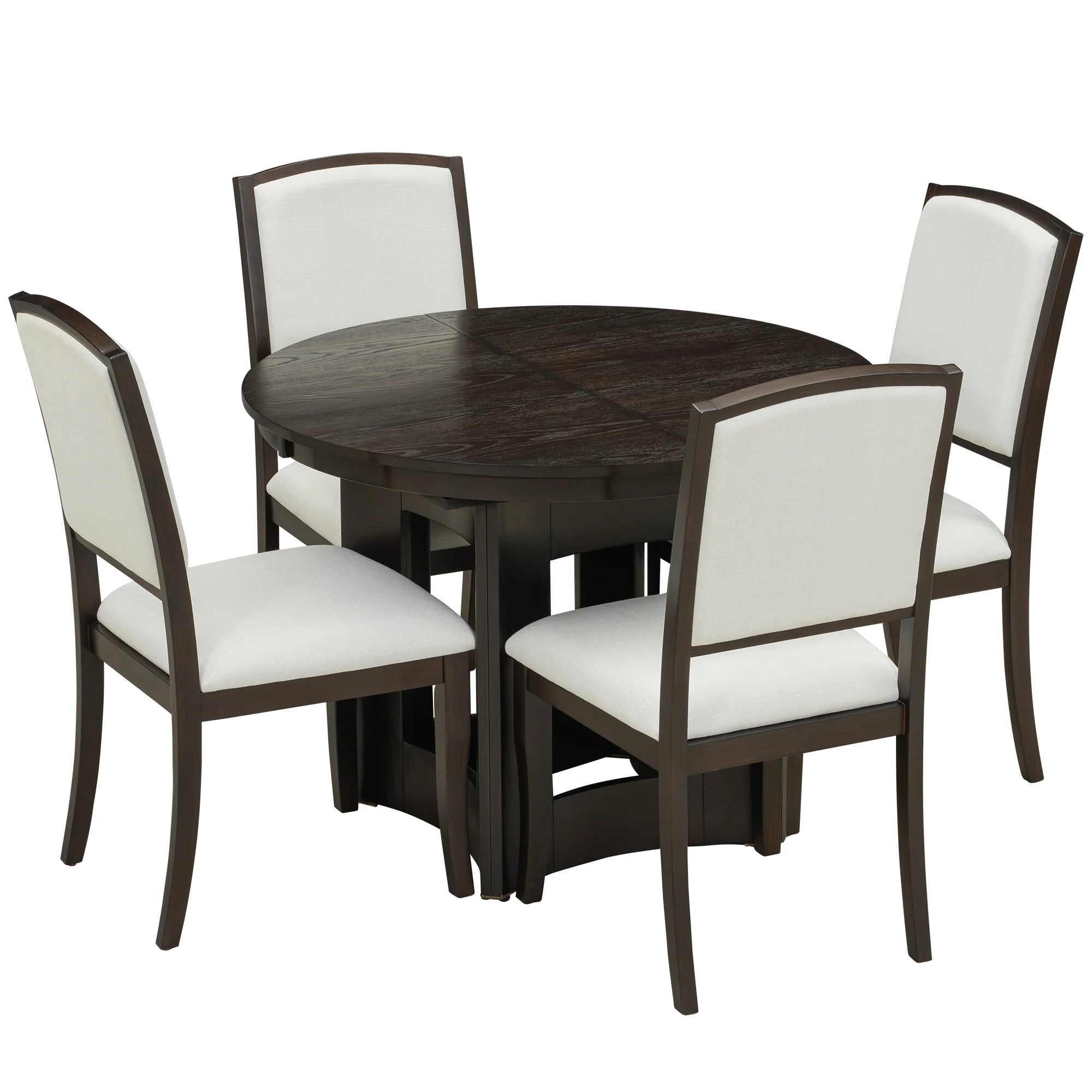 Classic Modern Extendable Round Dining Table Set for 4 - Image 11