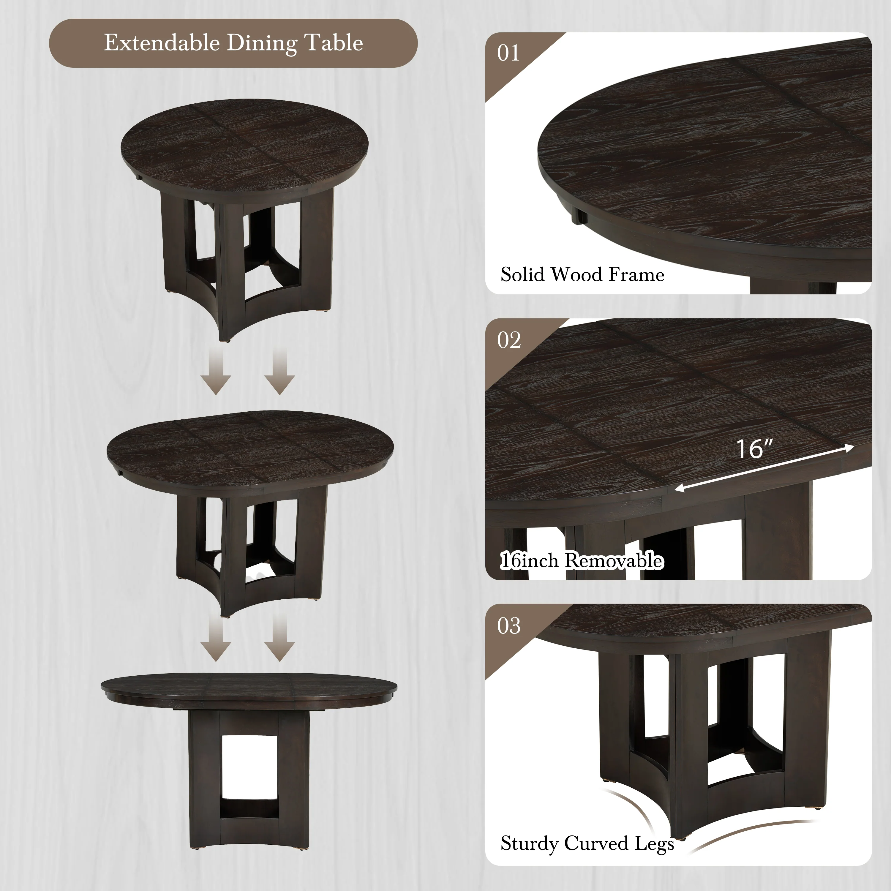Classic Modern Extendable Round Dining Table Set for 4 - Image 4