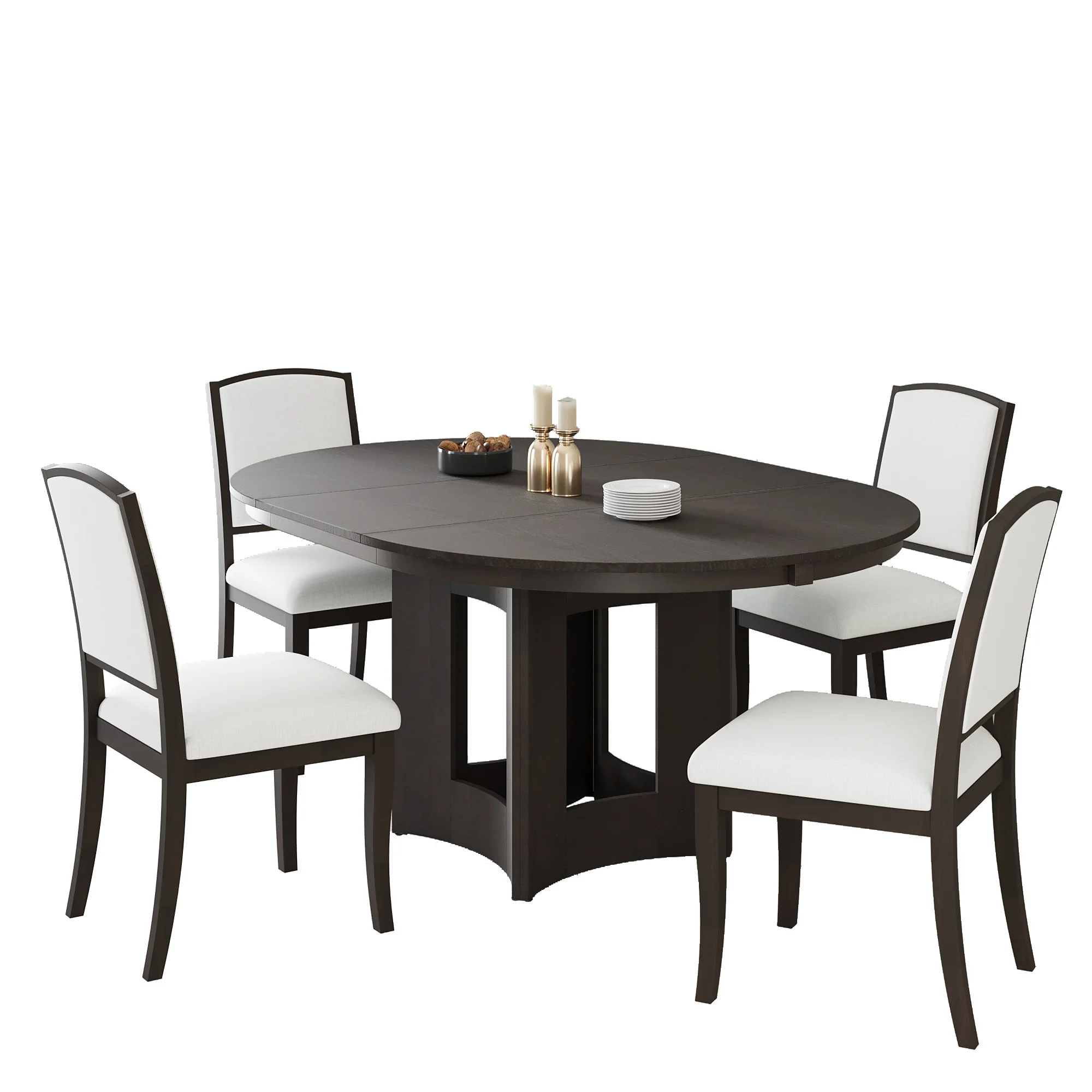 Classic Modern Extendable Round Dining Table Set for 4 - Image 7