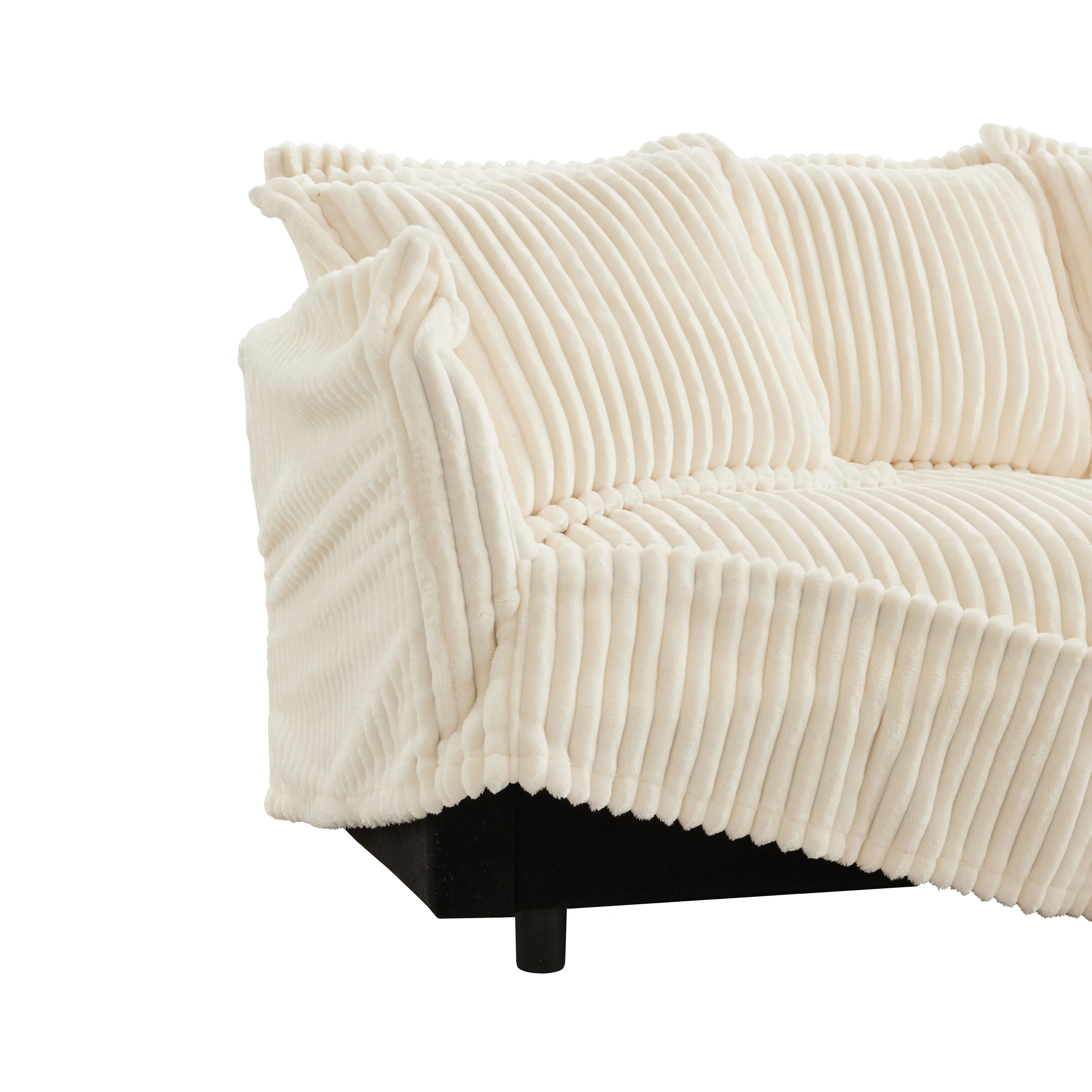 Walker Edison | Cloud Cream Corduroy Slipcovered Sectional Sofa with Ottoman - Image 11
