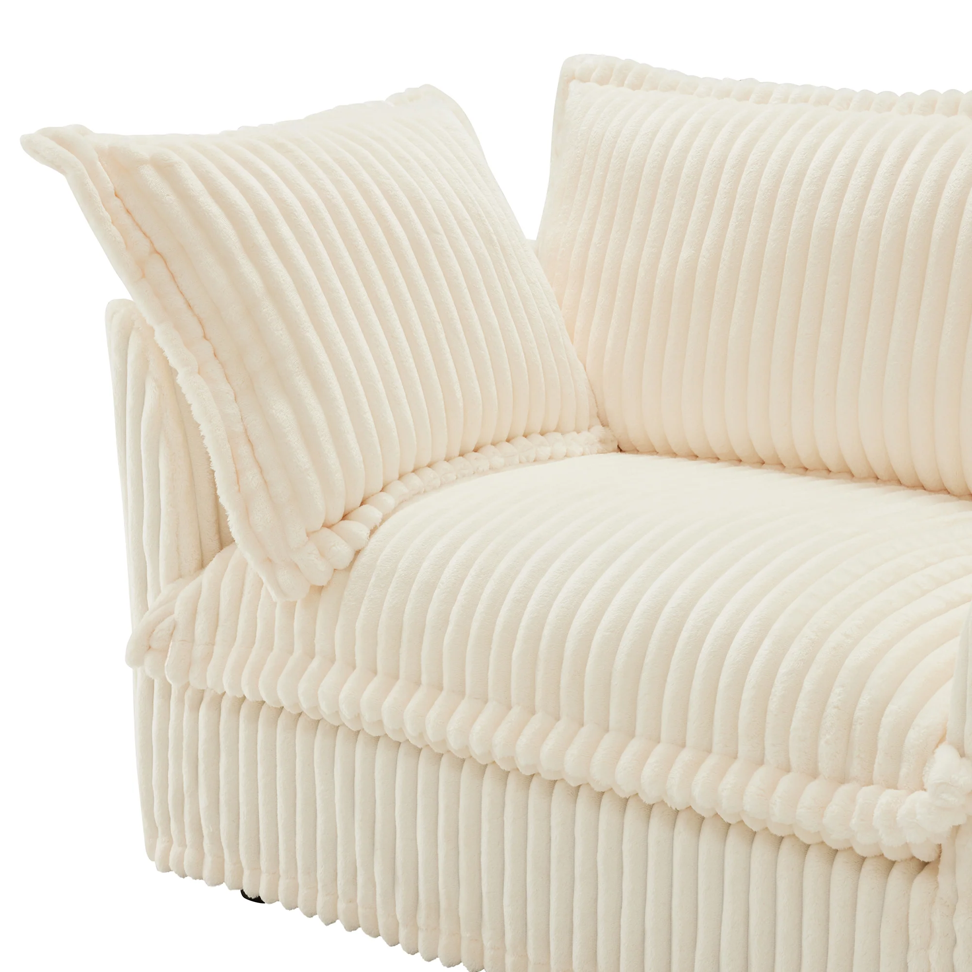 Walker Edison | Cloud Cream Corduroy Slipcovered Sectional Sofa with Ottoman - Image 9