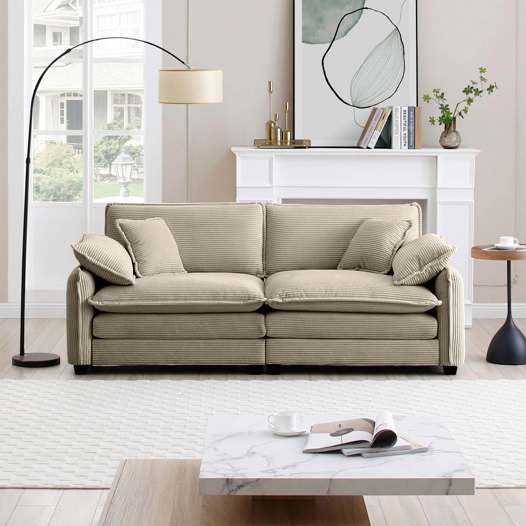 Walker Edison | Cloud Deep Corduroy Loveseat Couch - Image 2
