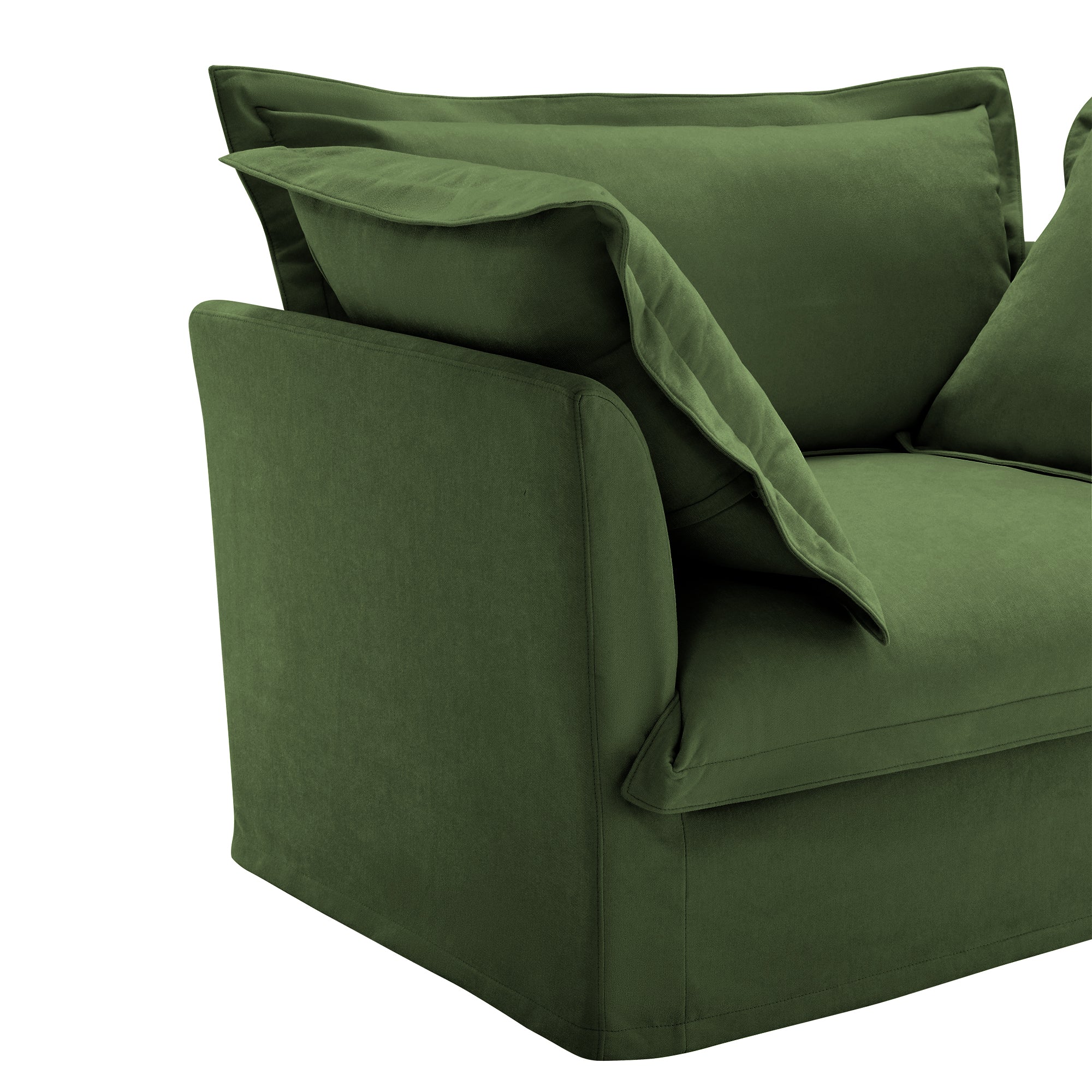 Walker Edison | Cloud Slipcovered Loveseat Sectional with Ottoman - Image 14