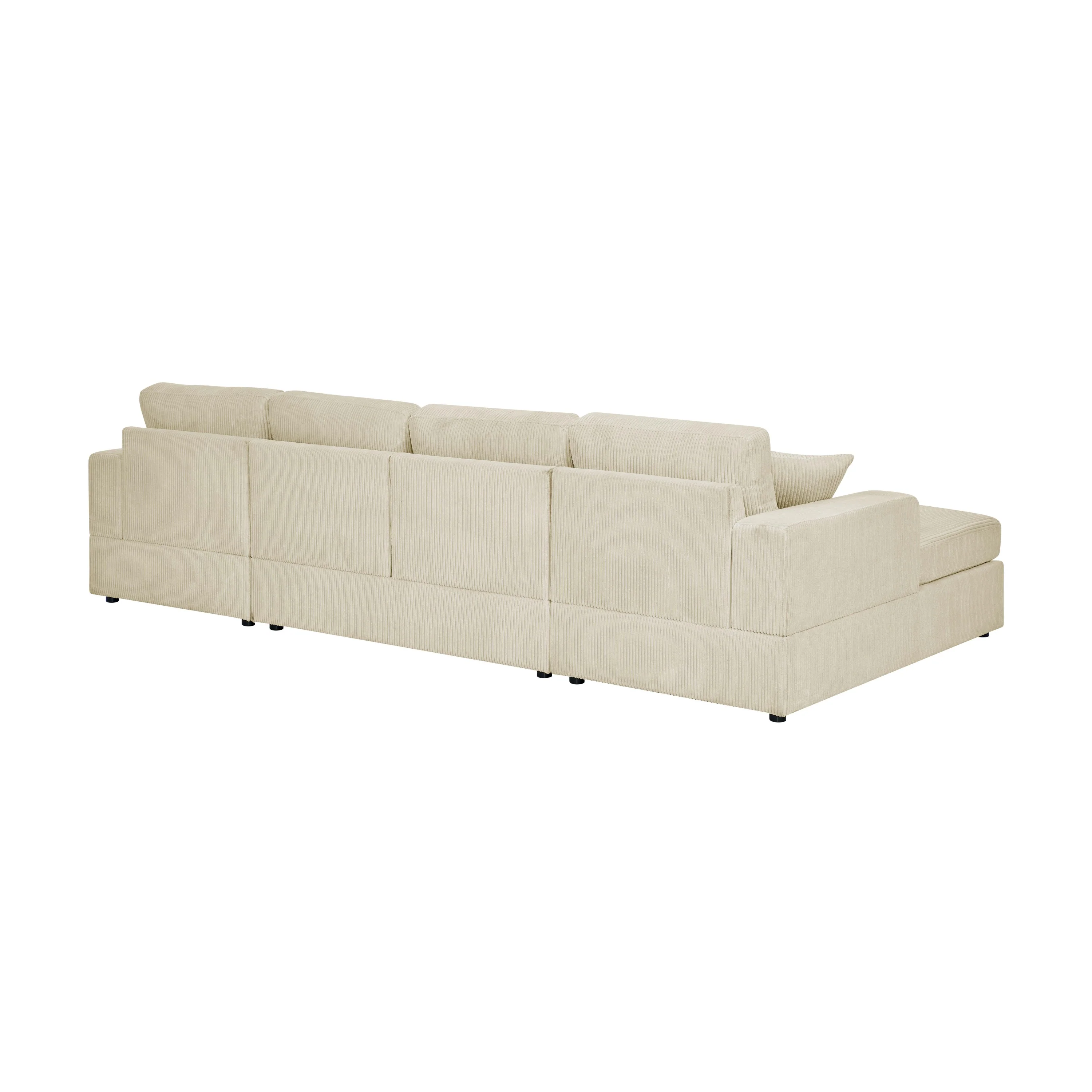 Walker Edison | Coastal Beige Corduroy Double-Chaise Cloud Sectional Sofa - Image 5