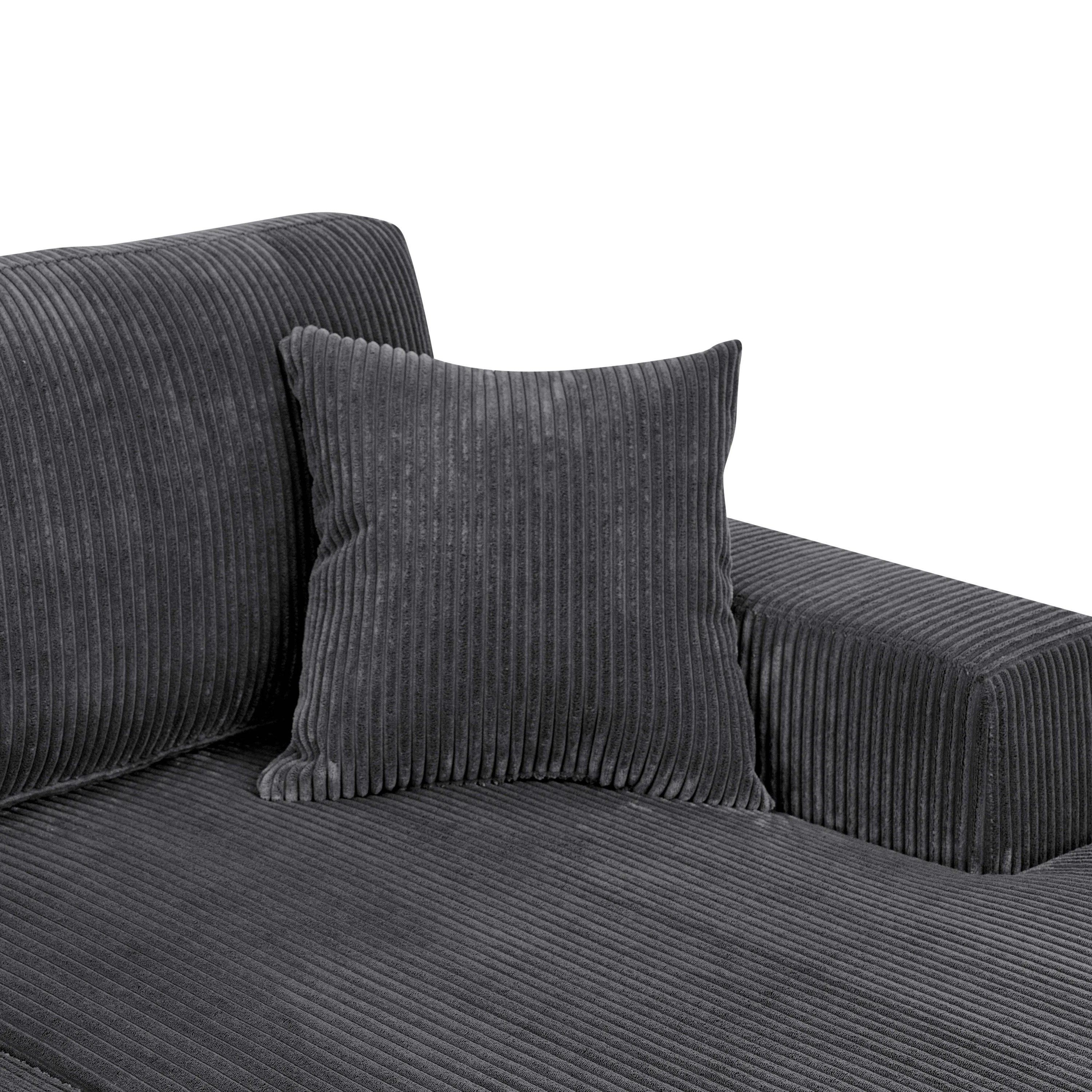 Walker Edison | Coastal Grey Corduroy Double-Chaise Cloud Sectional Sofa - Image 7