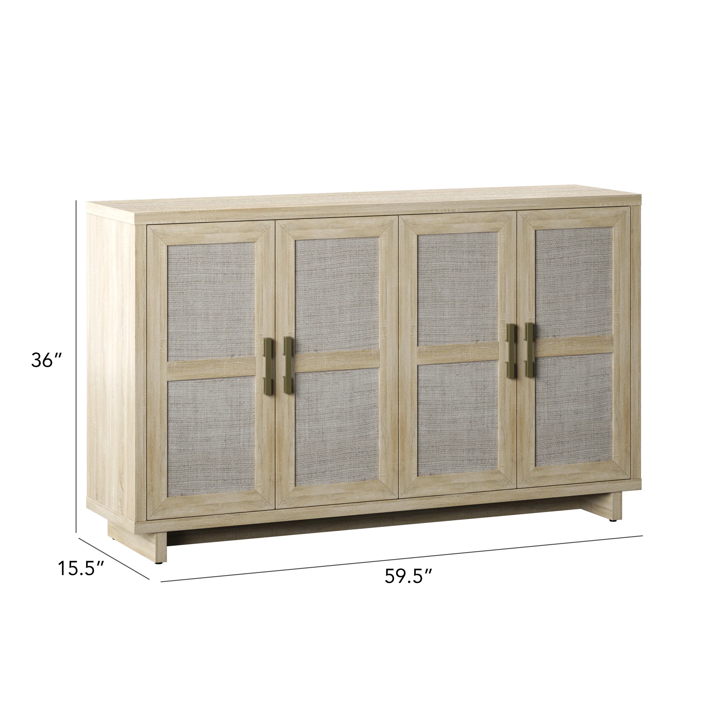Boho Coastal Linen Design Buffet Sideboard with Shelving Storage - Image 11