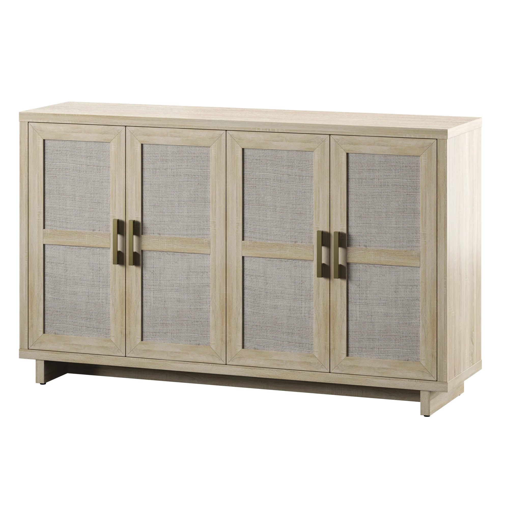 Boho Coastal Linen Design Buffet Sideboard with Shelving Storage - Image 12