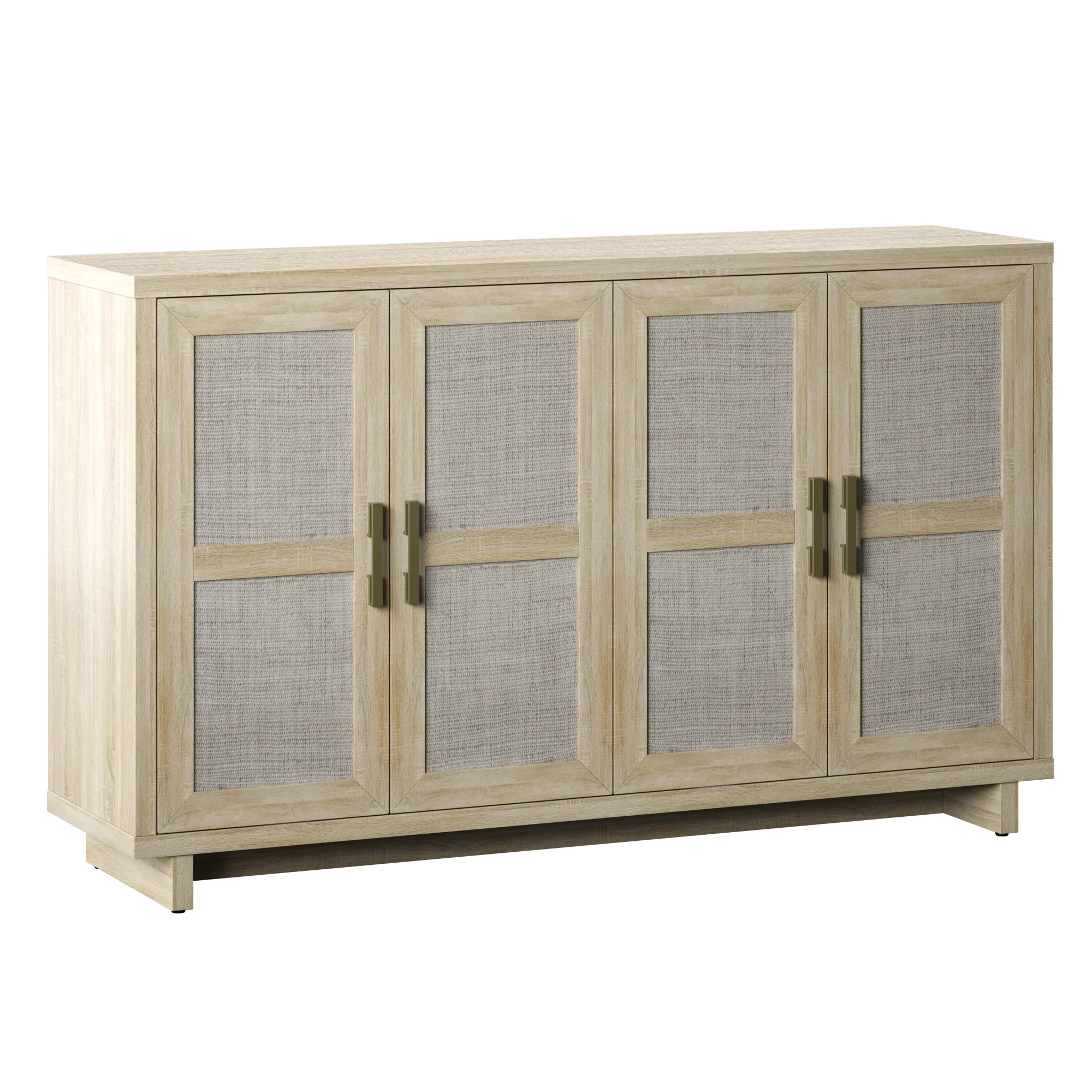 Boho Coastal Linen Design Buffet Sideboard with Shelving Storage - Image 16