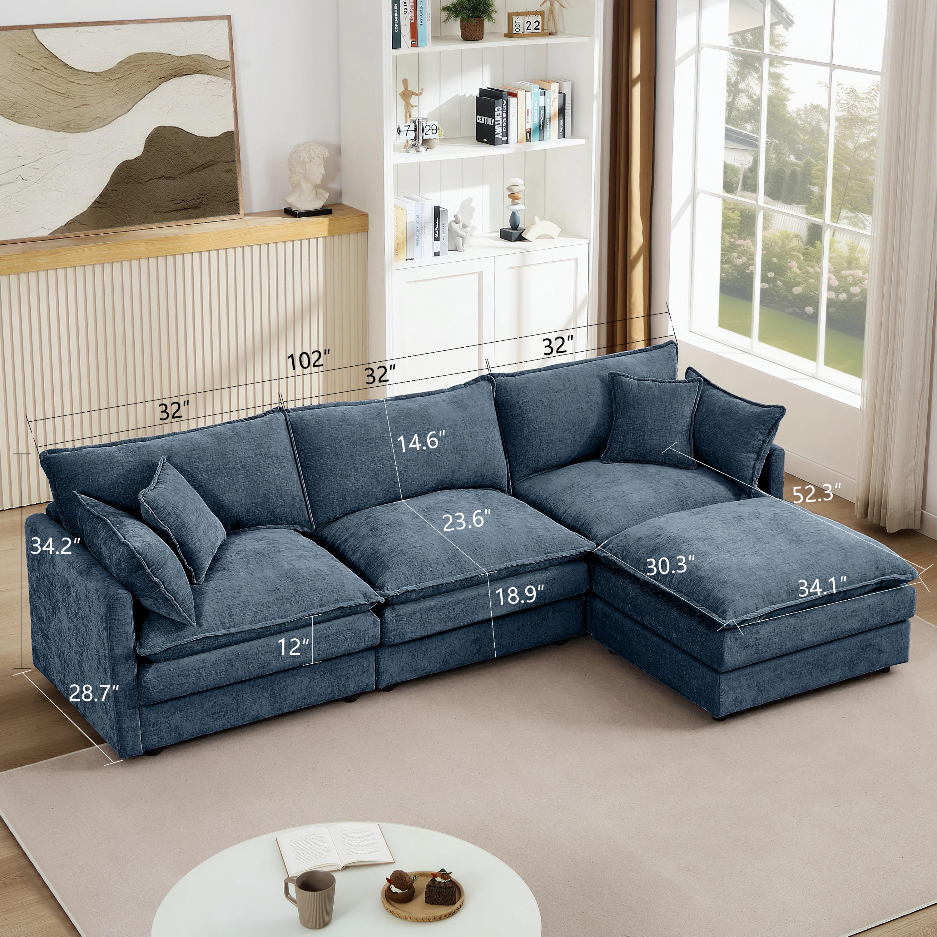 Comfy Cloud Couch Modular Chenille Sectional Sofa - Image 11