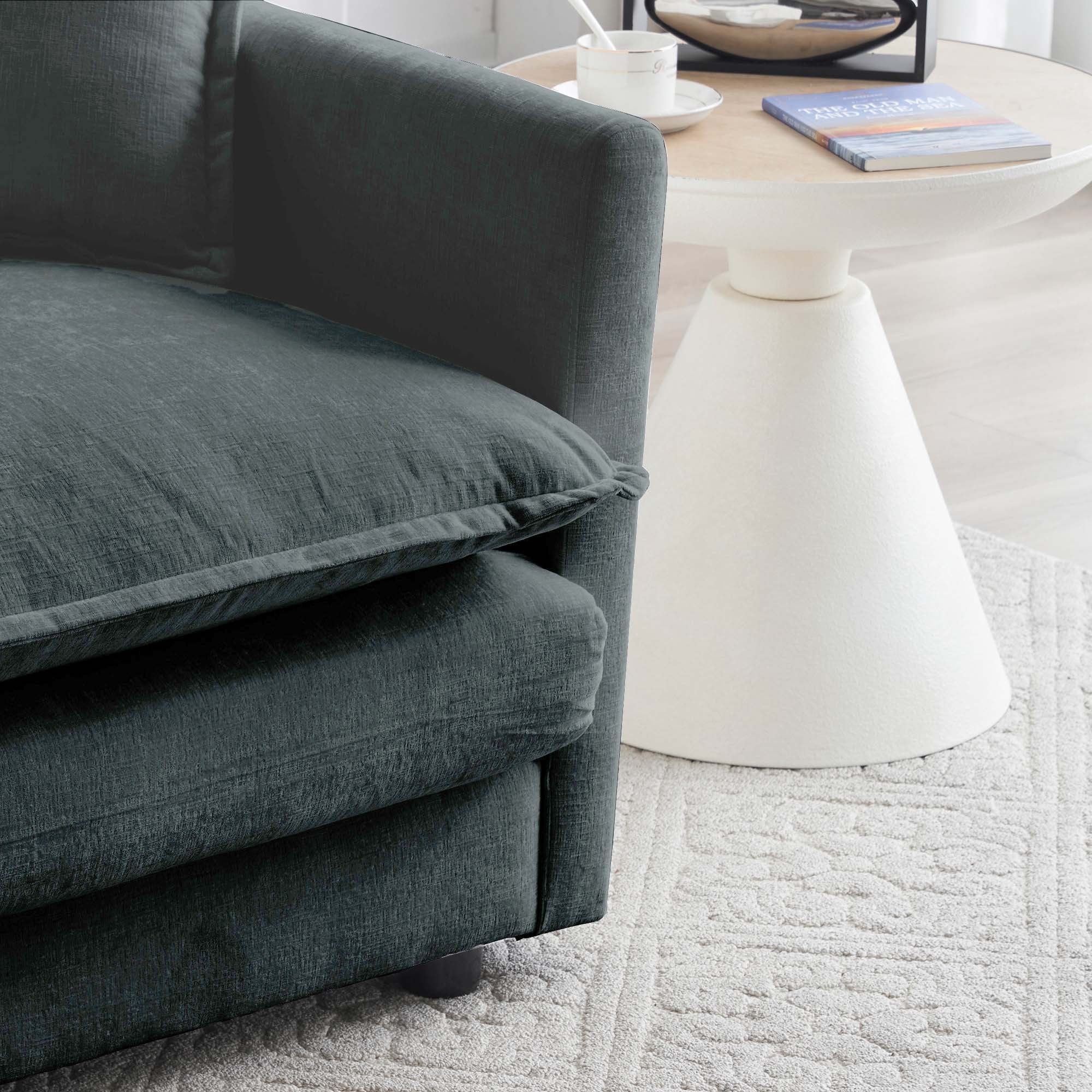 Walker Edison | Comfy Modular Cloud L Shaped Sectional Sofa With Ottoman - Image 5