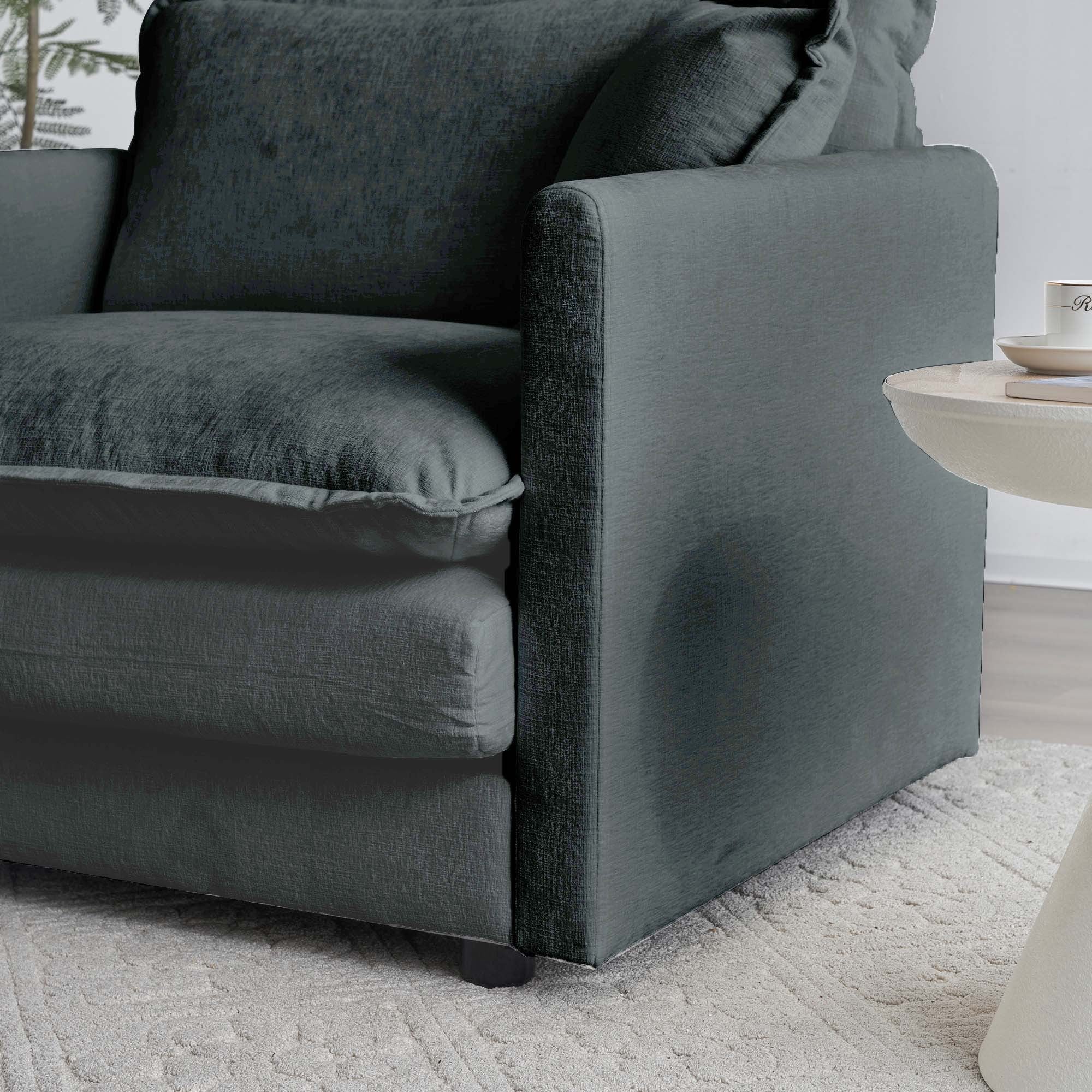 Walker Edison | Comfy Modular Cloud L Shaped Sectional Sofa With Ottoman - Image 6