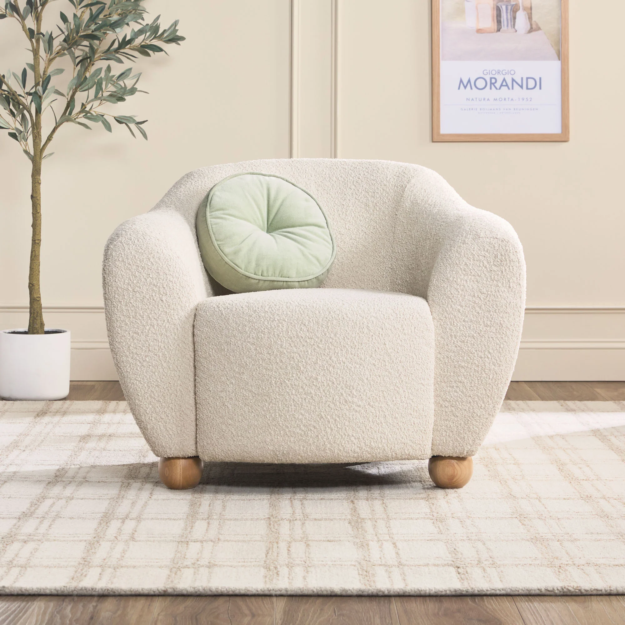 Linley Contemporary Boucle Easy Assembly Upholstered Small Accent Chair - Image 3