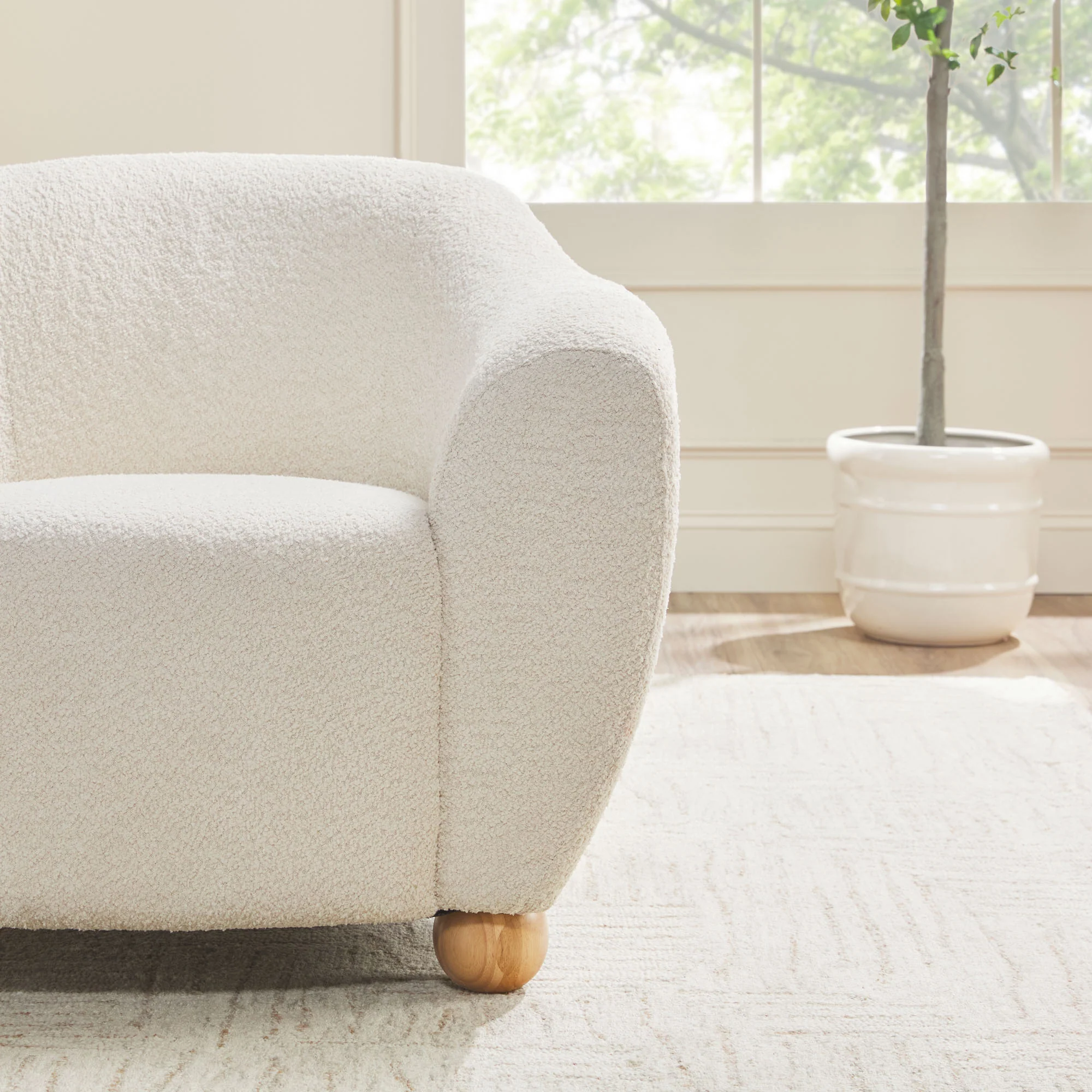 Linley Contemporary Boucle Easy Assembly Upholstered Small Accent Chair - Image 7