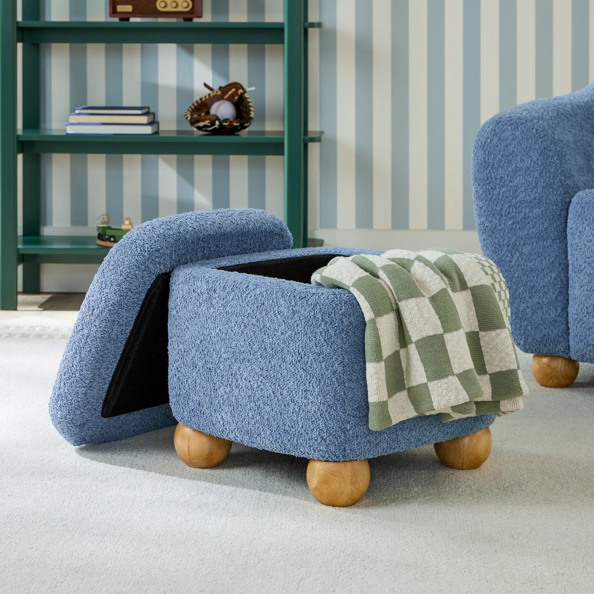 Linley Contemporary Boucle Easy Assembly Upholstered Small Storage Ottoman - Image 15