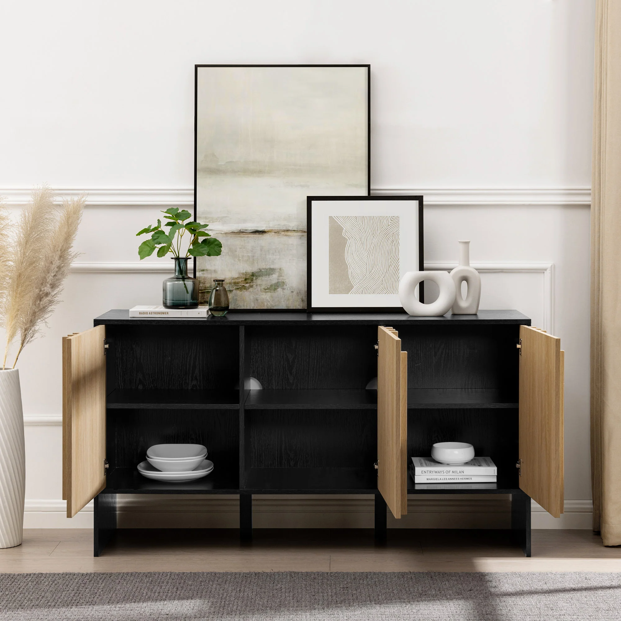Silas Contemporary Wood Detailed-Door Sideboard / TV Stand - Image 10