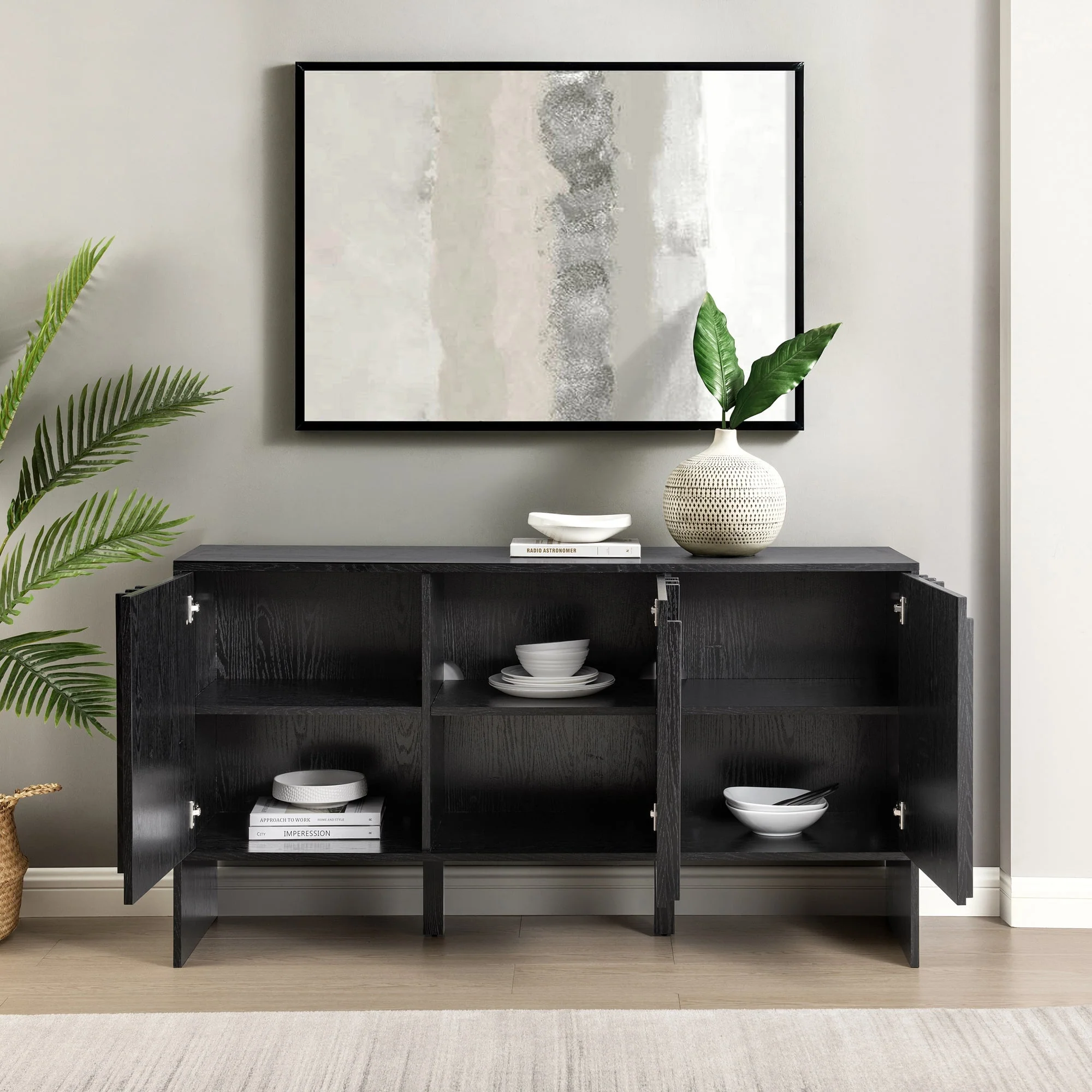 Silas Contemporary Wood Detailed-Door Sideboard / TV Stand - Image 5