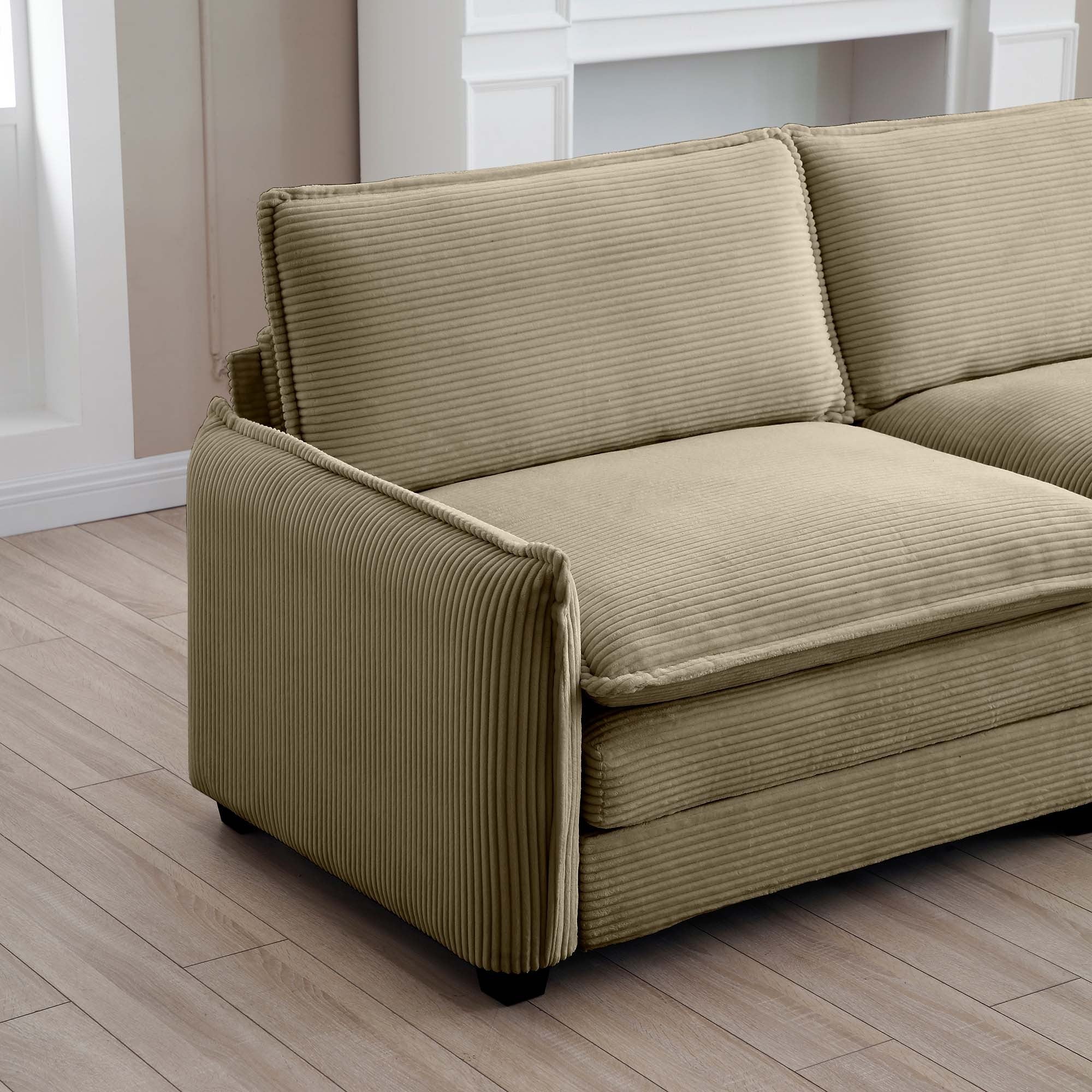Walker Edison | Corduroy Cloud Couch with Ottoman - Image 11