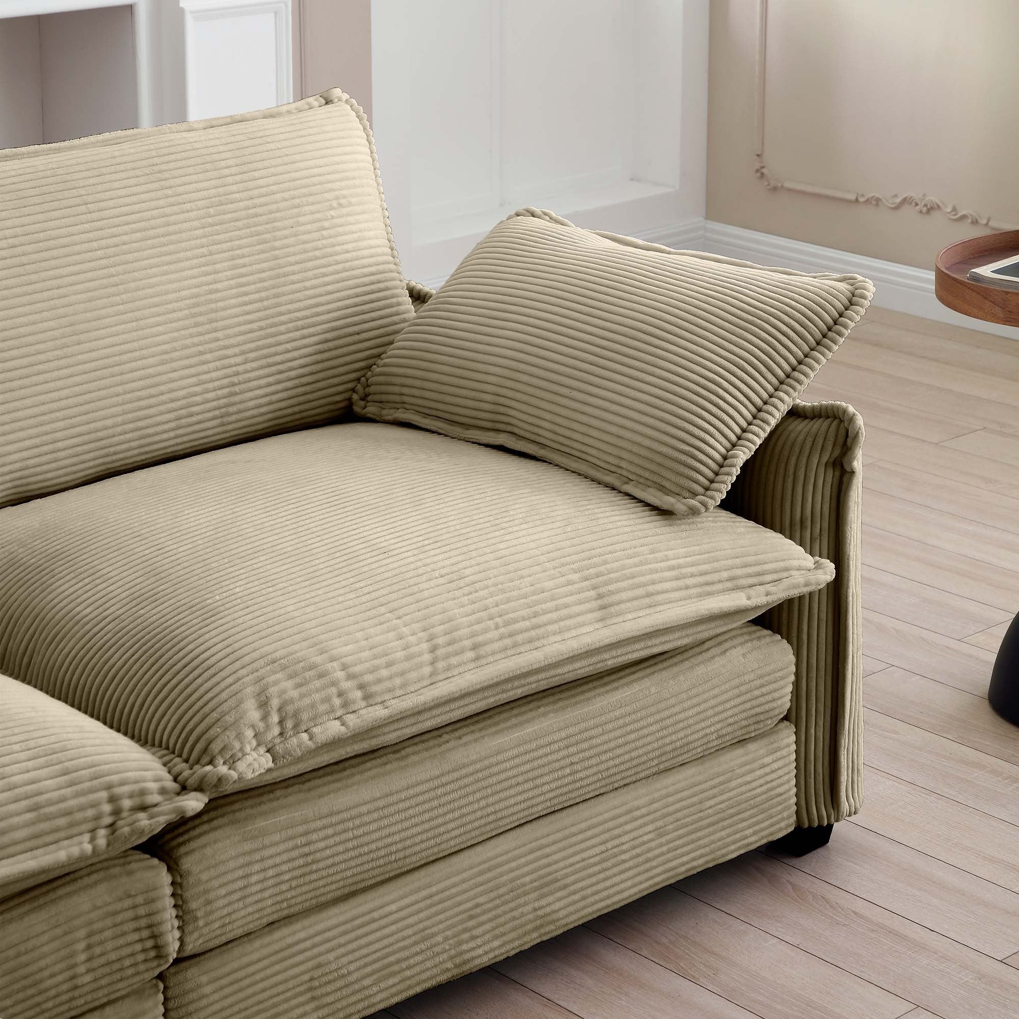 Walker Edison | Corduroy Cloud Couch with Ottoman - Image 12