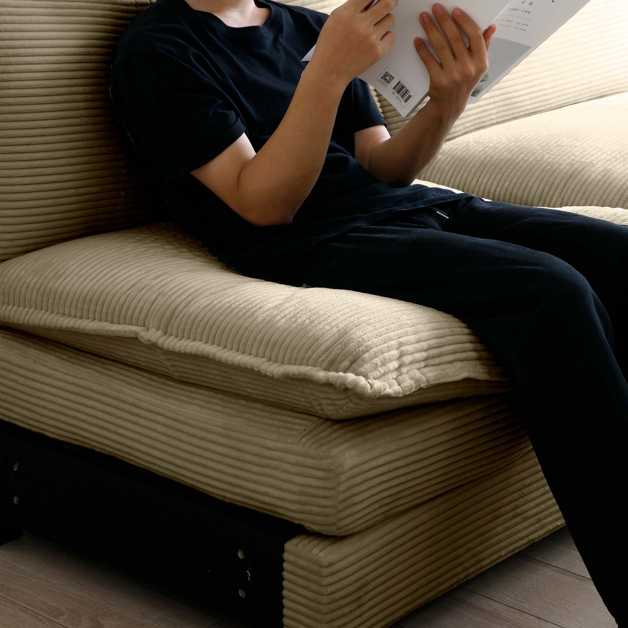 Walker Edison | Corduroy Cloud Couch with Ottoman - Image 13