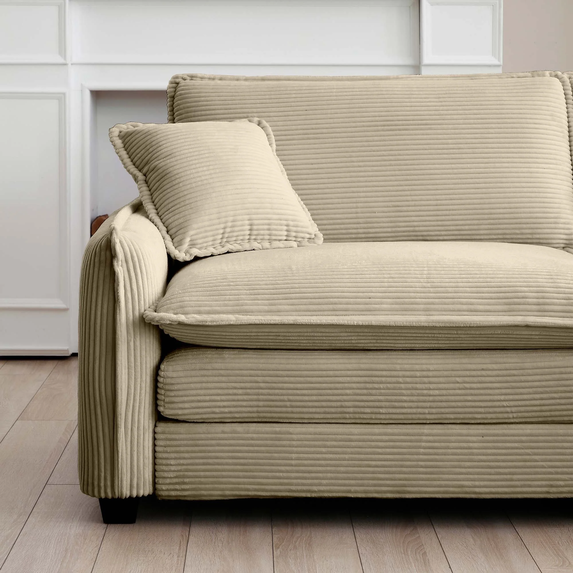 Walker Edison | Corduroy Cloud Couch with Ottoman - Image 14