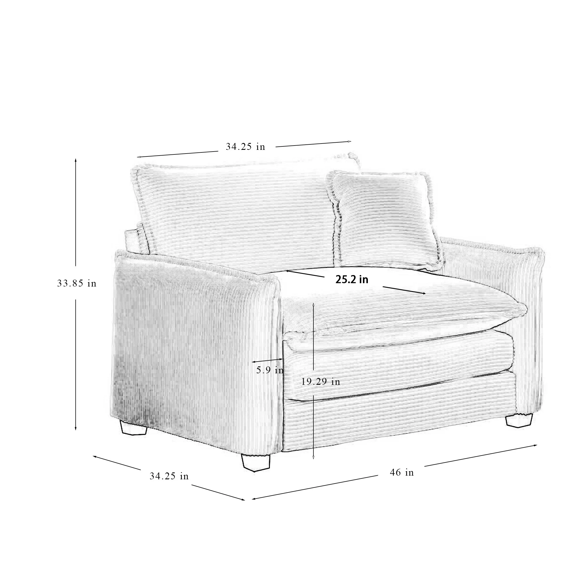 Walker Edison | Corduroy Cloud Deep Seated Accent Sofa Chairs - Image 4